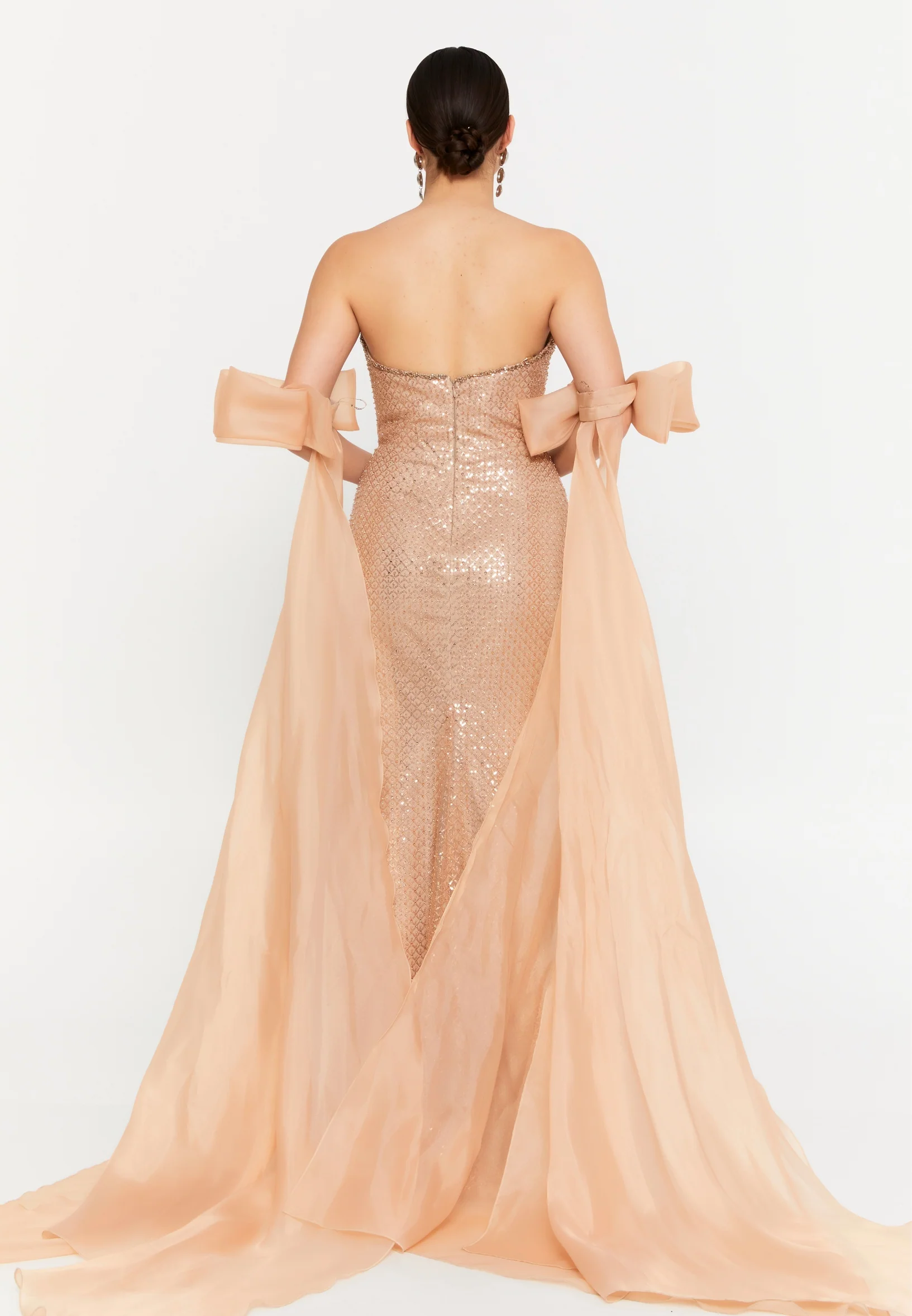 Off Shoulder Maxi Tulle Mermaid Regular Wedding Guest Dress aln1875 - Image 10