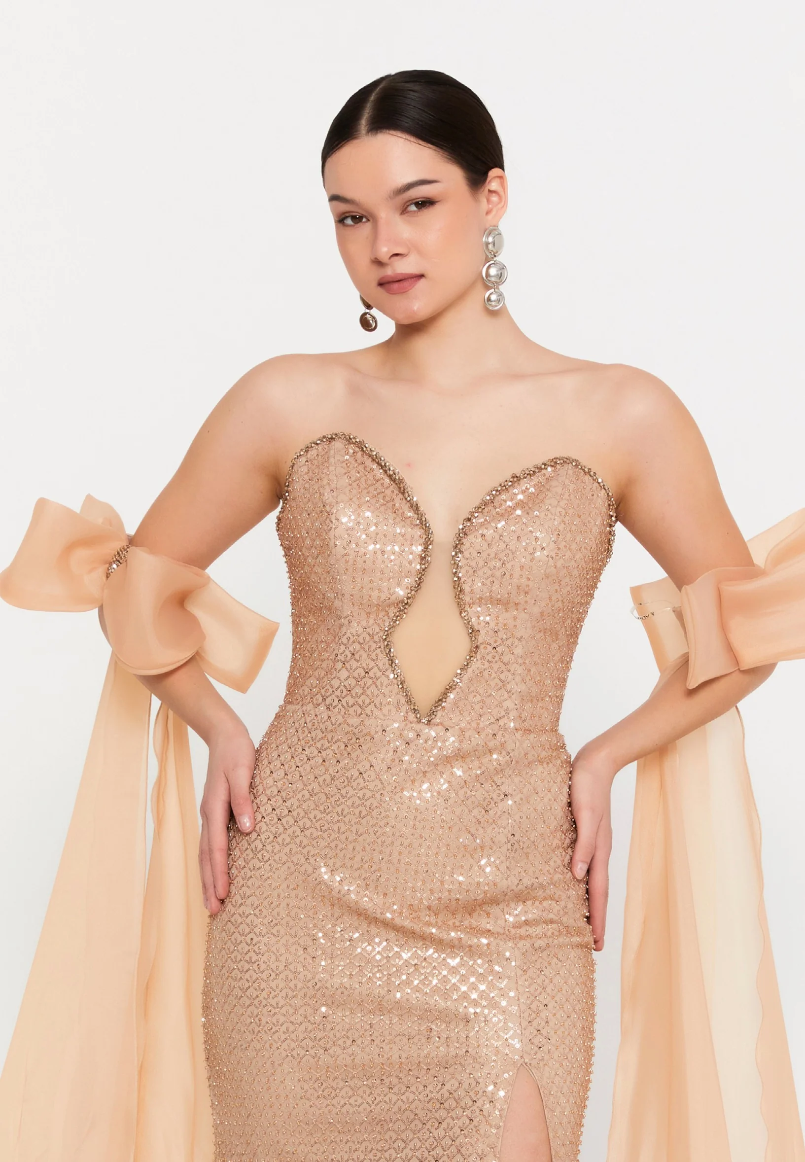 Off Shoulder Maxi Tulle Mermaid Regular Wedding Guest Dress aln1875 - Image 12