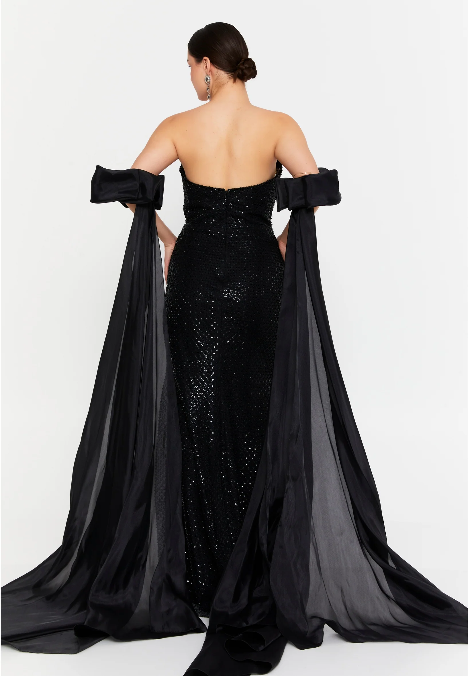 Off Shoulder Maxi Tulle Mermaid Regular Wedding Guest Dress aln1875 - Image 2