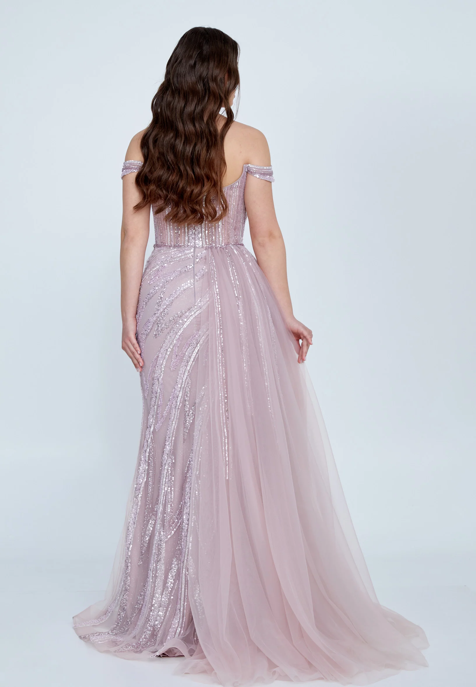 Off Shoulder Maxi Tulle Mermaid Regular Wedding Guest Dress mti030103 - Image 10