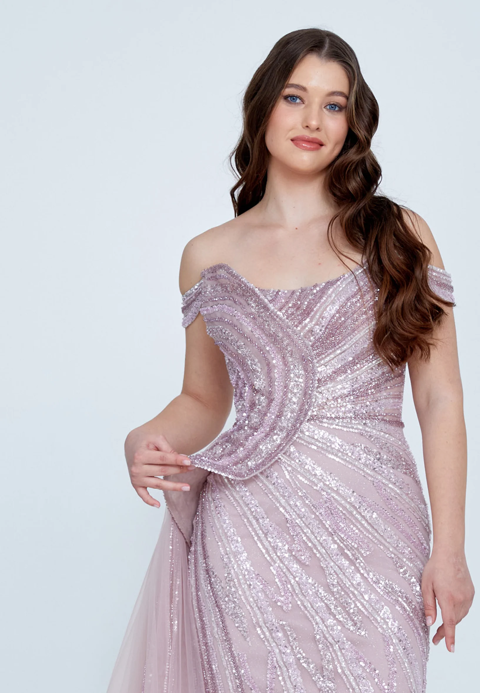 Off Shoulder Maxi Tulle Mermaid Regular Wedding Guest Dress mti030103 - Image 12