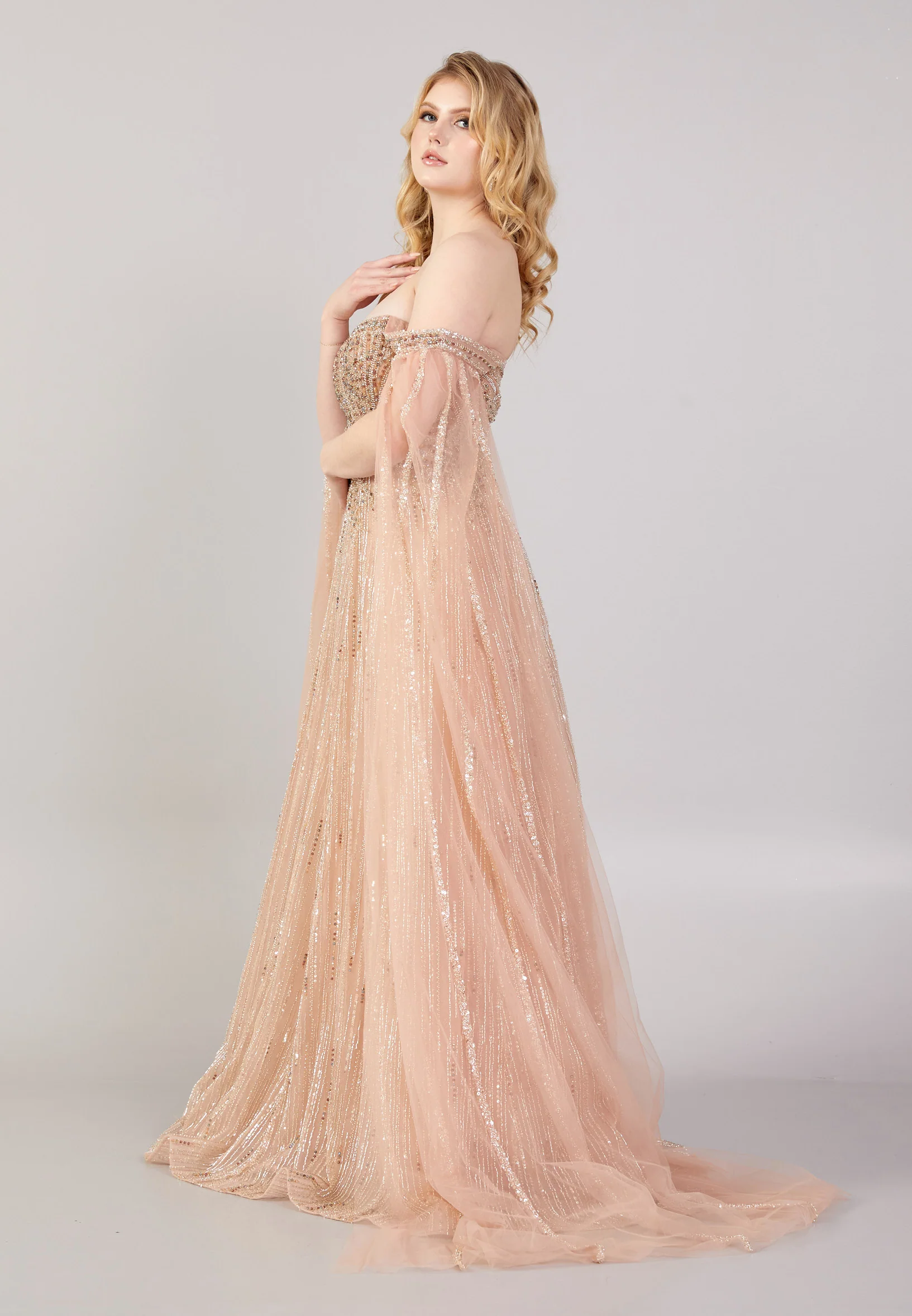 Off Shoulder Maxi Tulle Mermaid Regular Wedding Guest Dress mti030108 - Image 11