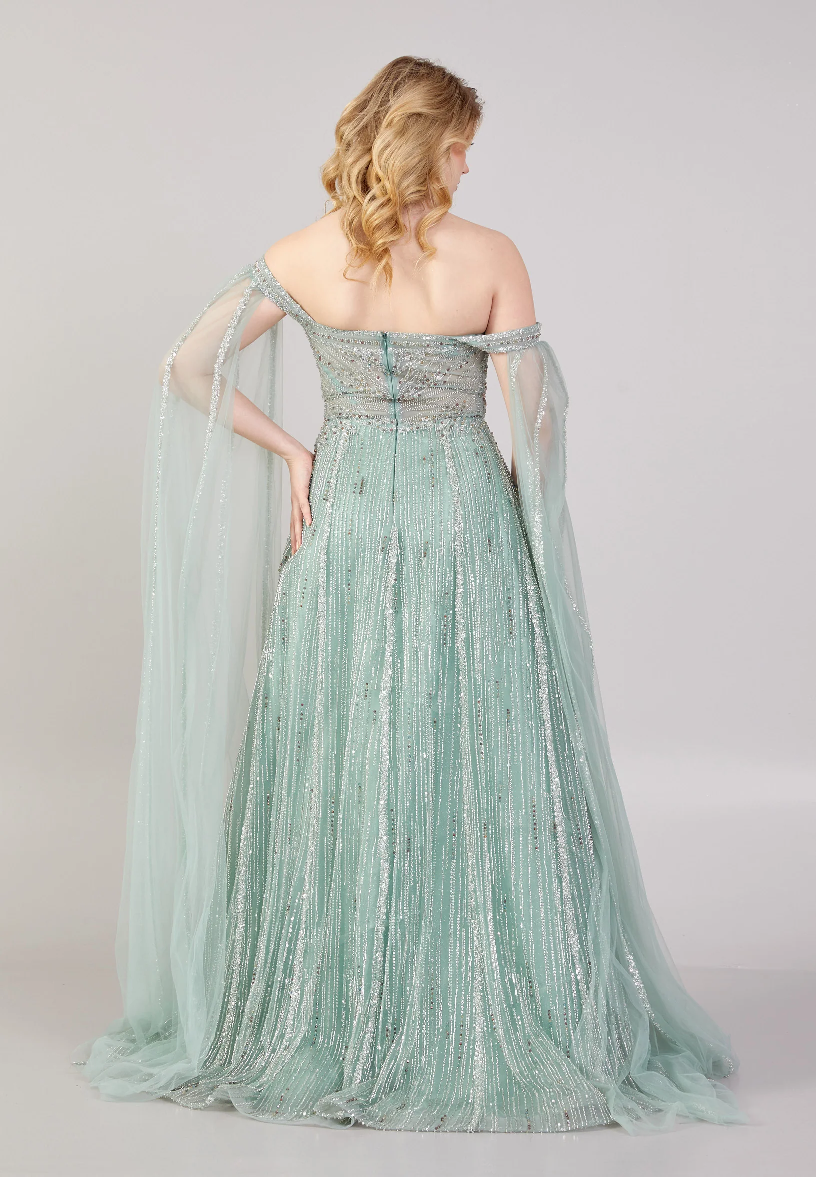 Off Shoulder Maxi Tulle Mermaid Regular Wedding Guest Dress mti030108 - Image 2