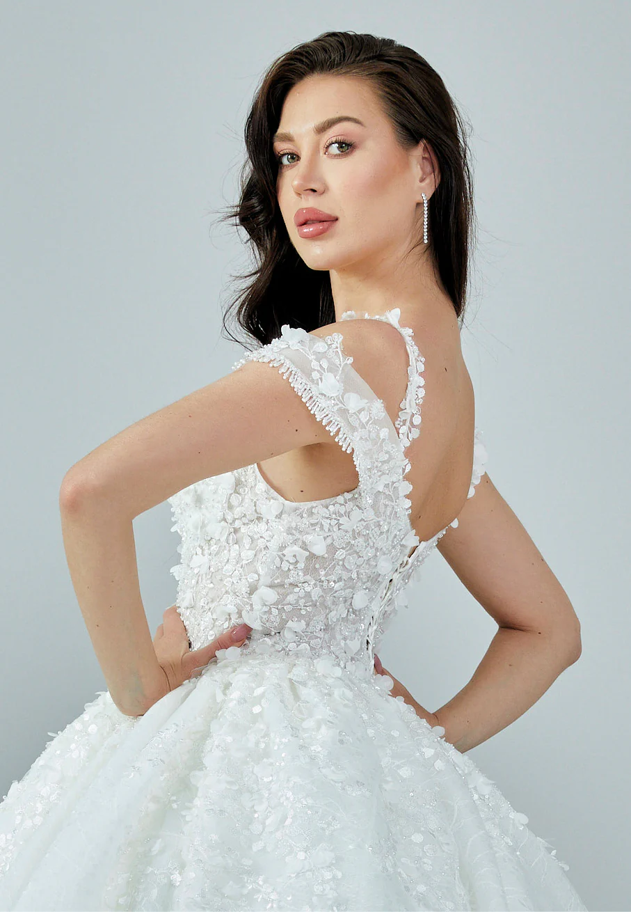 Off Shoulder Maxi Tulle Regular Wedding Dress abb23027 - Image 2