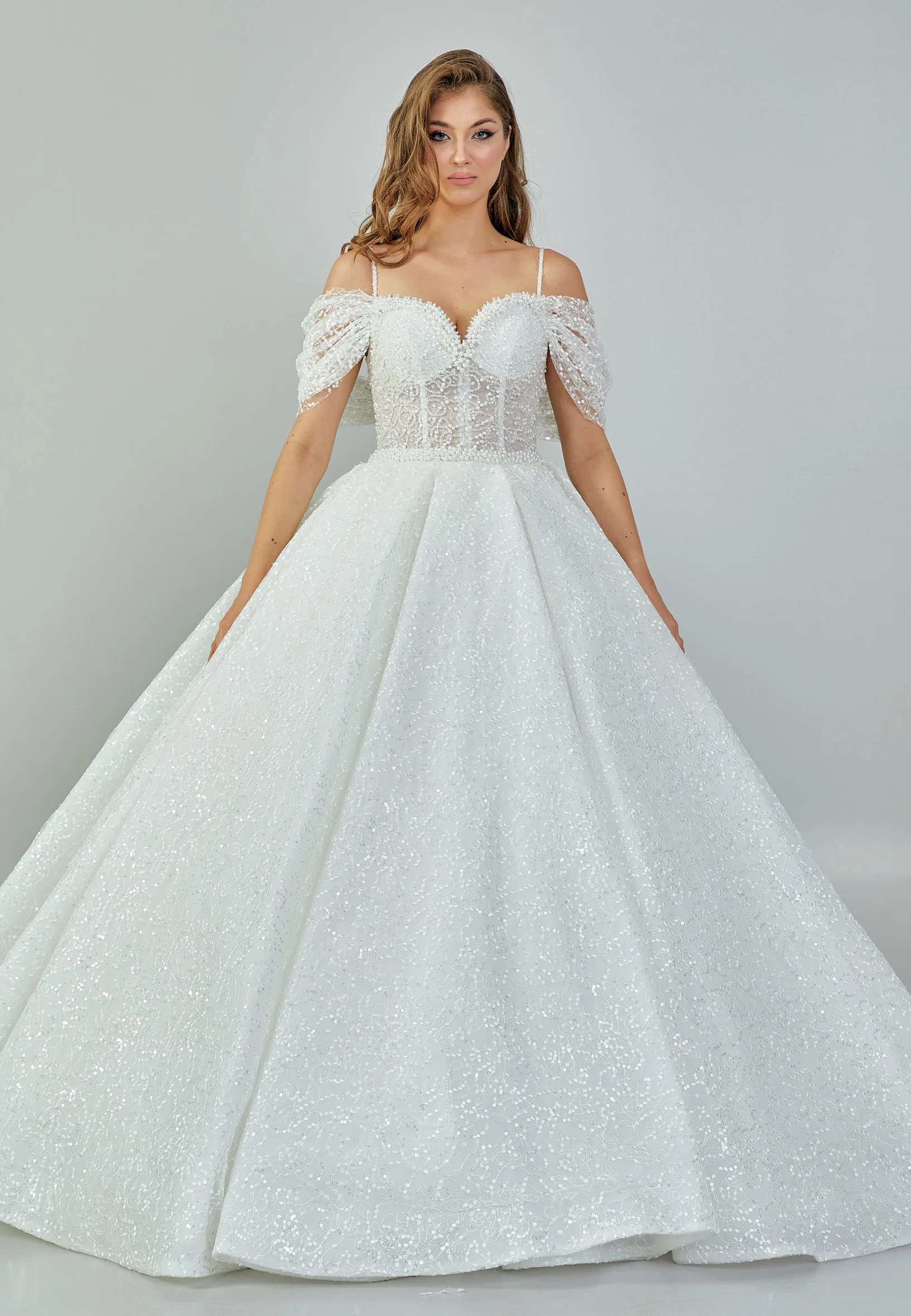 Off Shoulder Maxi Tulle Regular Wedding Dress abb23049