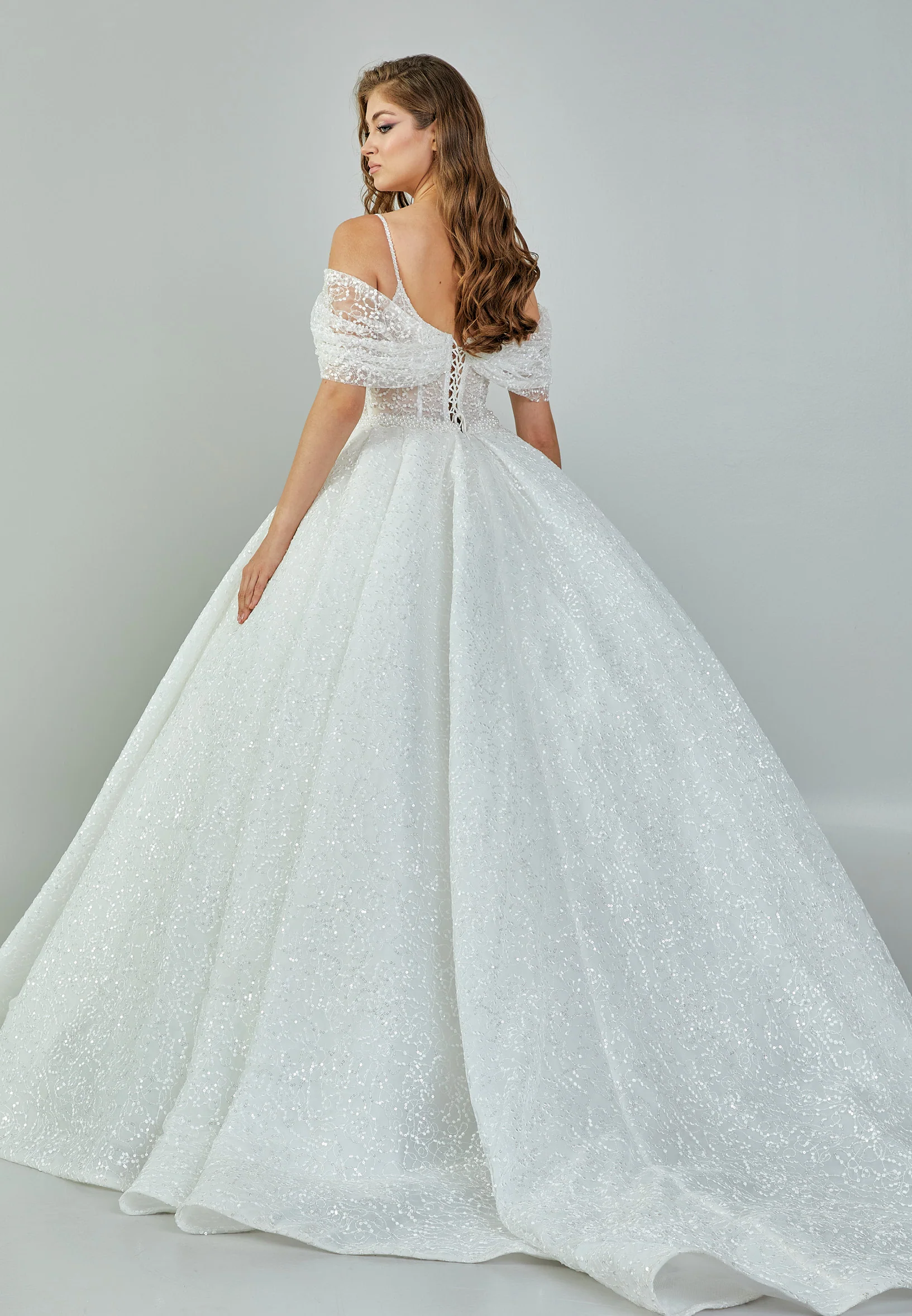 Off Shoulder Maxi Tulle Regular Wedding Dress abb23049 - Image 5