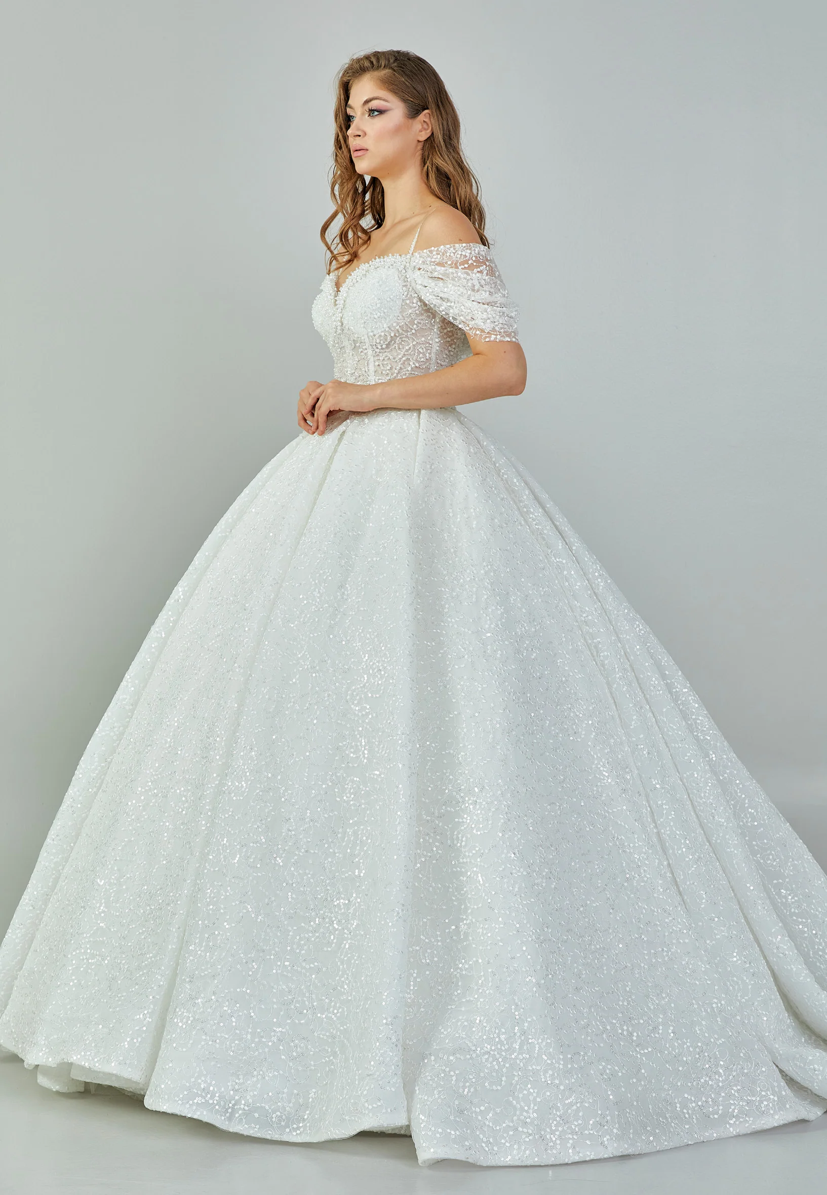 Off Shoulder Maxi Tulle Regular Wedding Dress abb23049 - Image 6