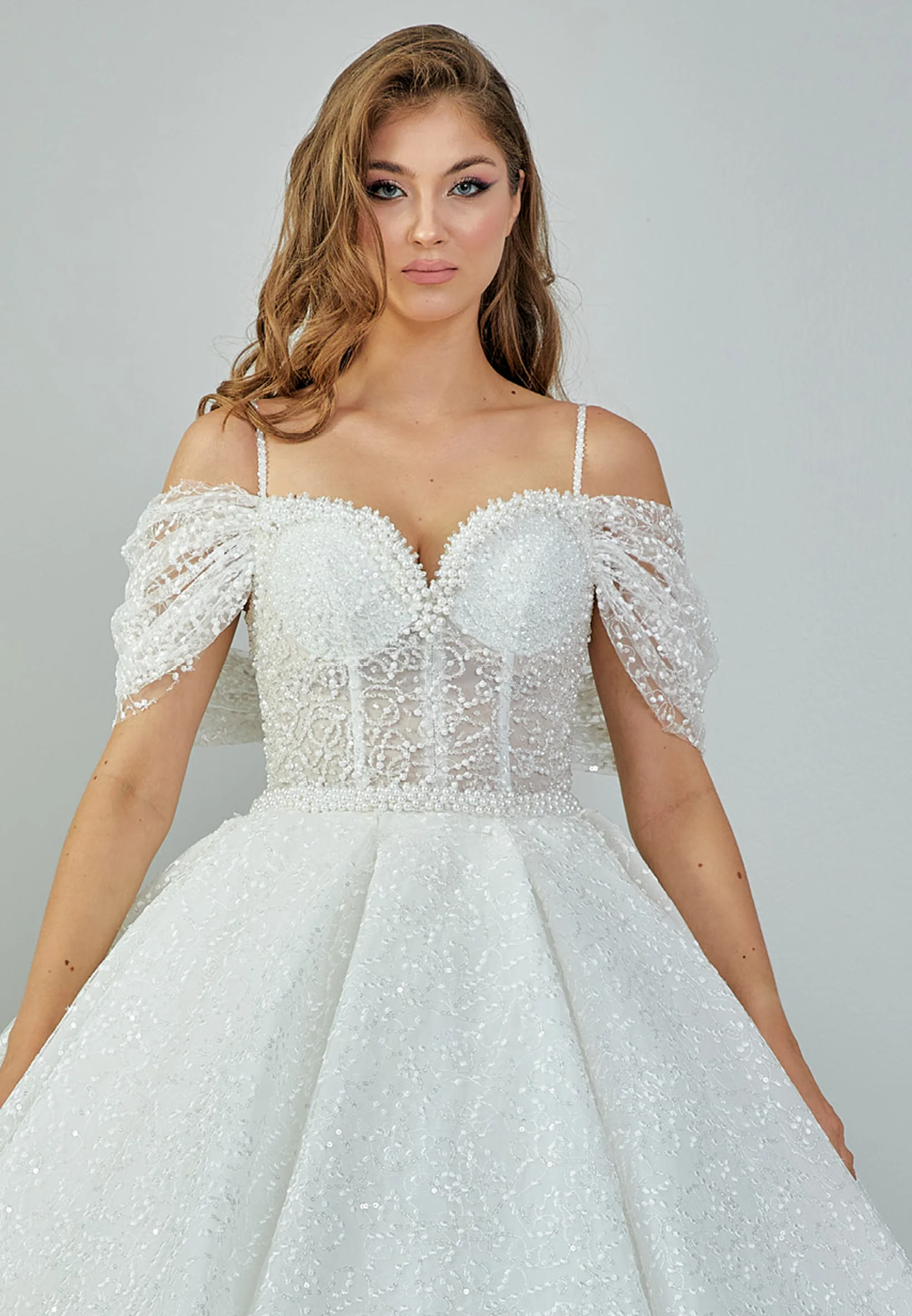 Off Shoulder Maxi Tulle Regular Wedding Dress abb23049 - Image 7