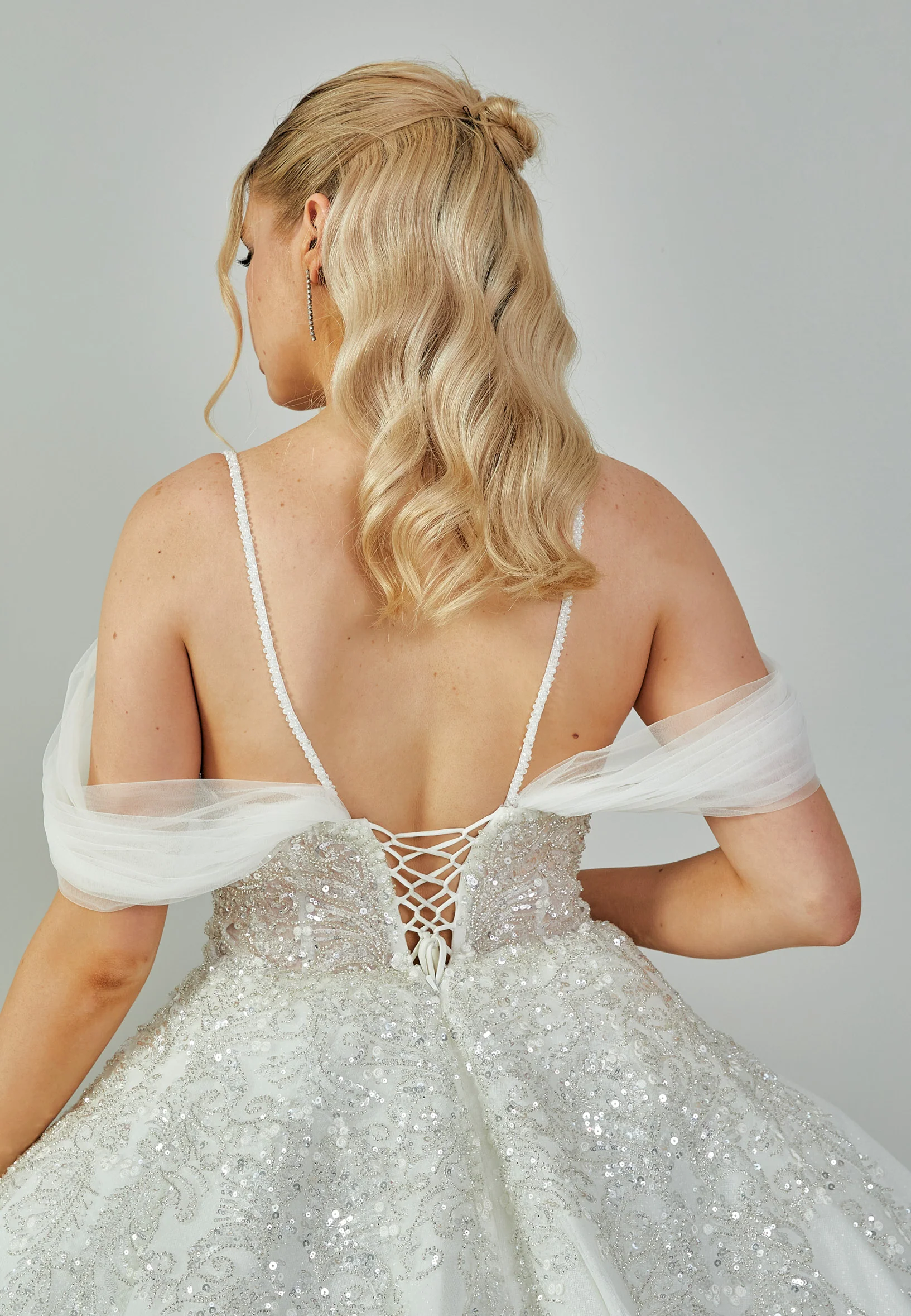 Off Shoulder Maxi Tulle Regular Wedding Dress abb23059 - Image 8