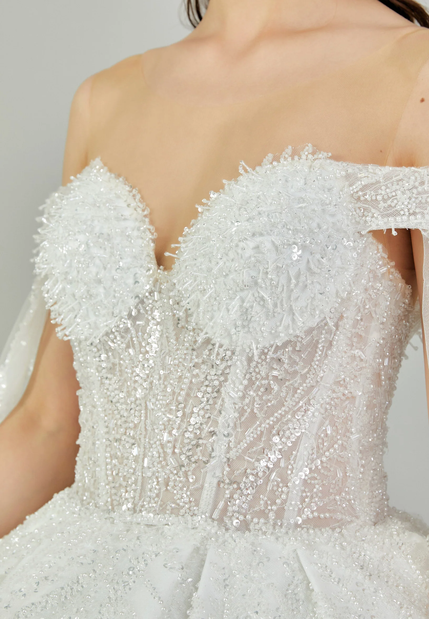 Off Shoulder Maxi Tulle Regular Wedding Dress abb24022 - Image 4