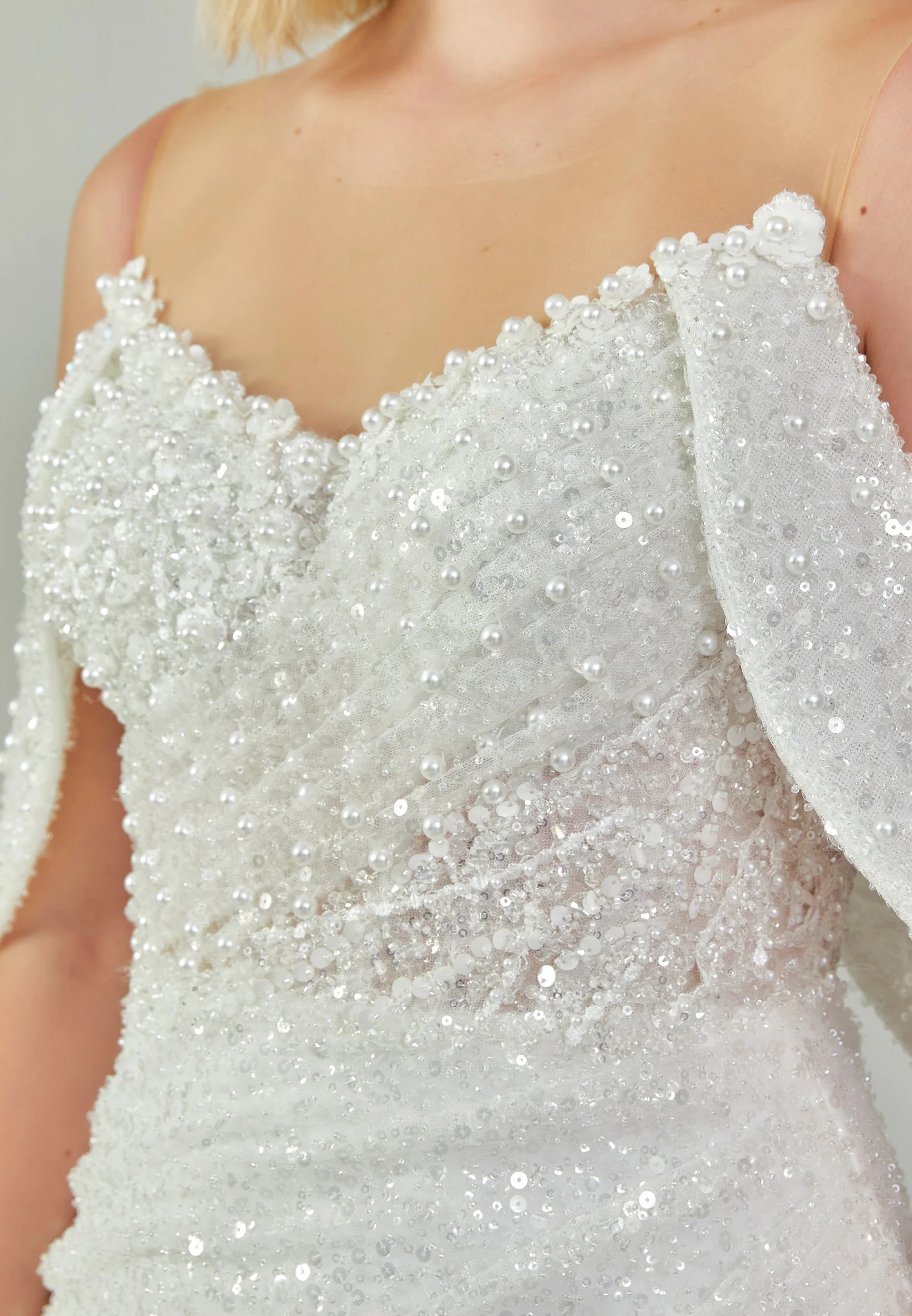 Off Shoulder Maxi Tulle Regular Wedding Dress abb24040 - Image 4