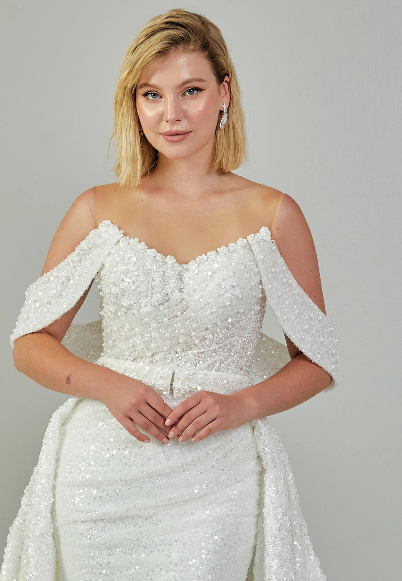 Off Shoulder Maxi Tulle Regular Wedding Dress abb24040 - Image 7