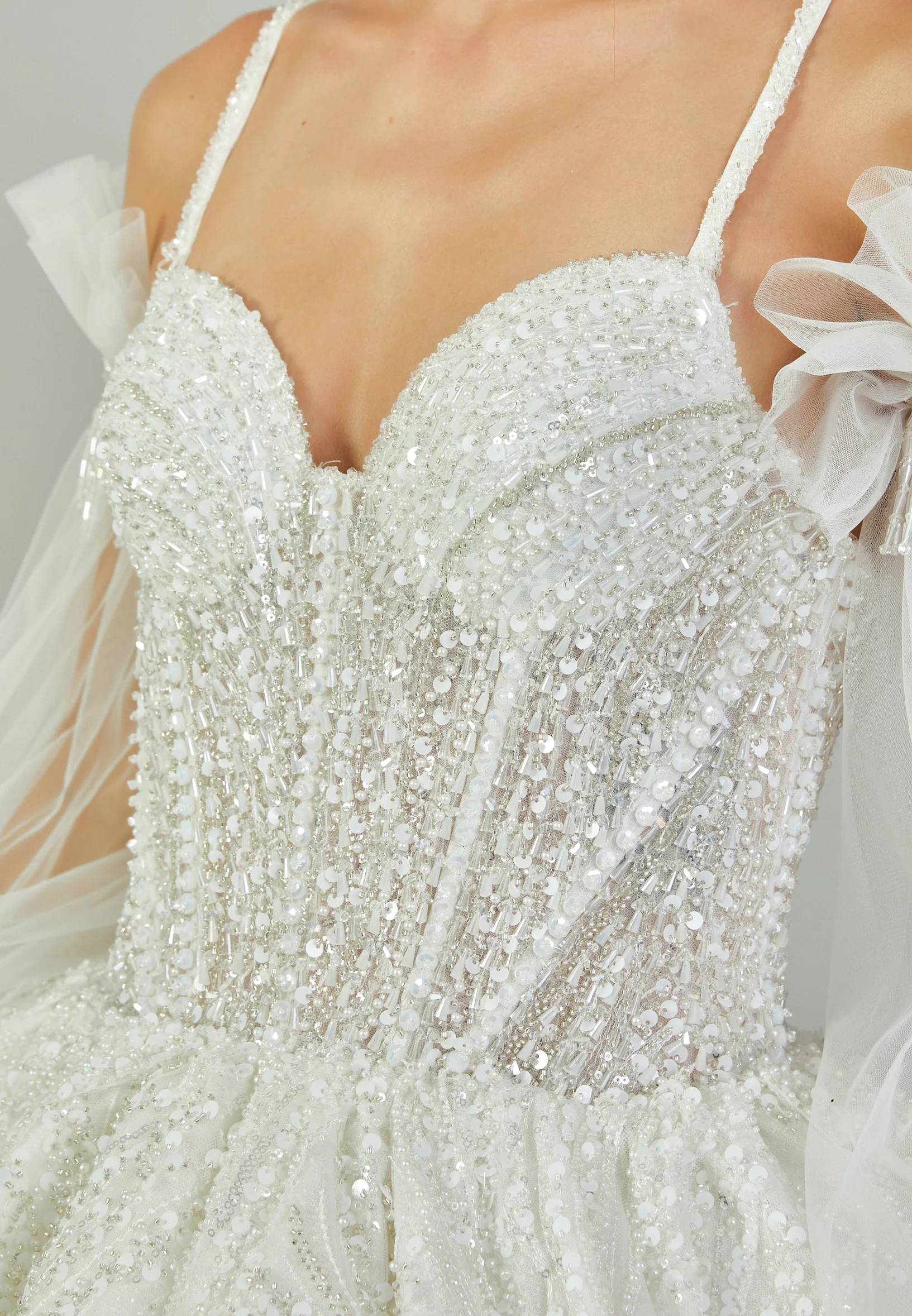 Off Shoulder Maxi Tulle Regular Wedding Dress abb24045 - Image 4