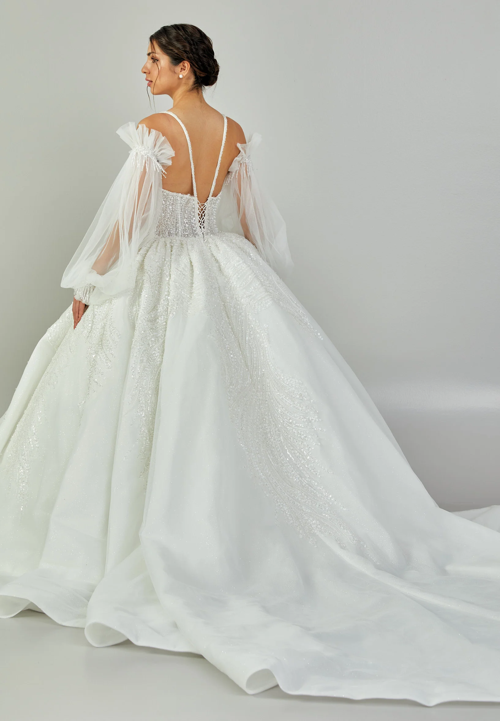 Off Shoulder Maxi Tulle Regular Wedding Dress abb24045 - Image 5