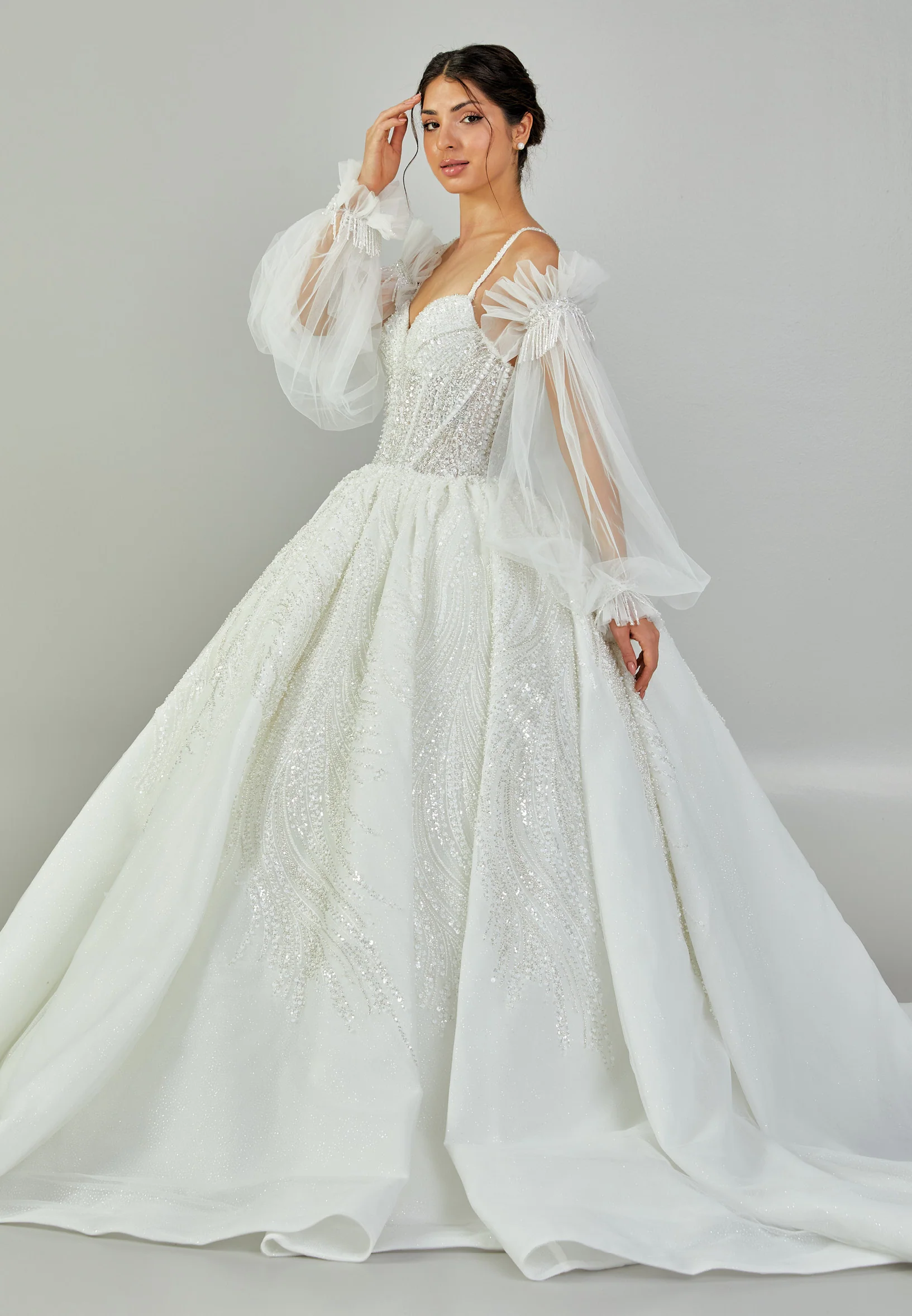 Off Shoulder Maxi Tulle Regular Wedding Dress abb24045 - Image 6