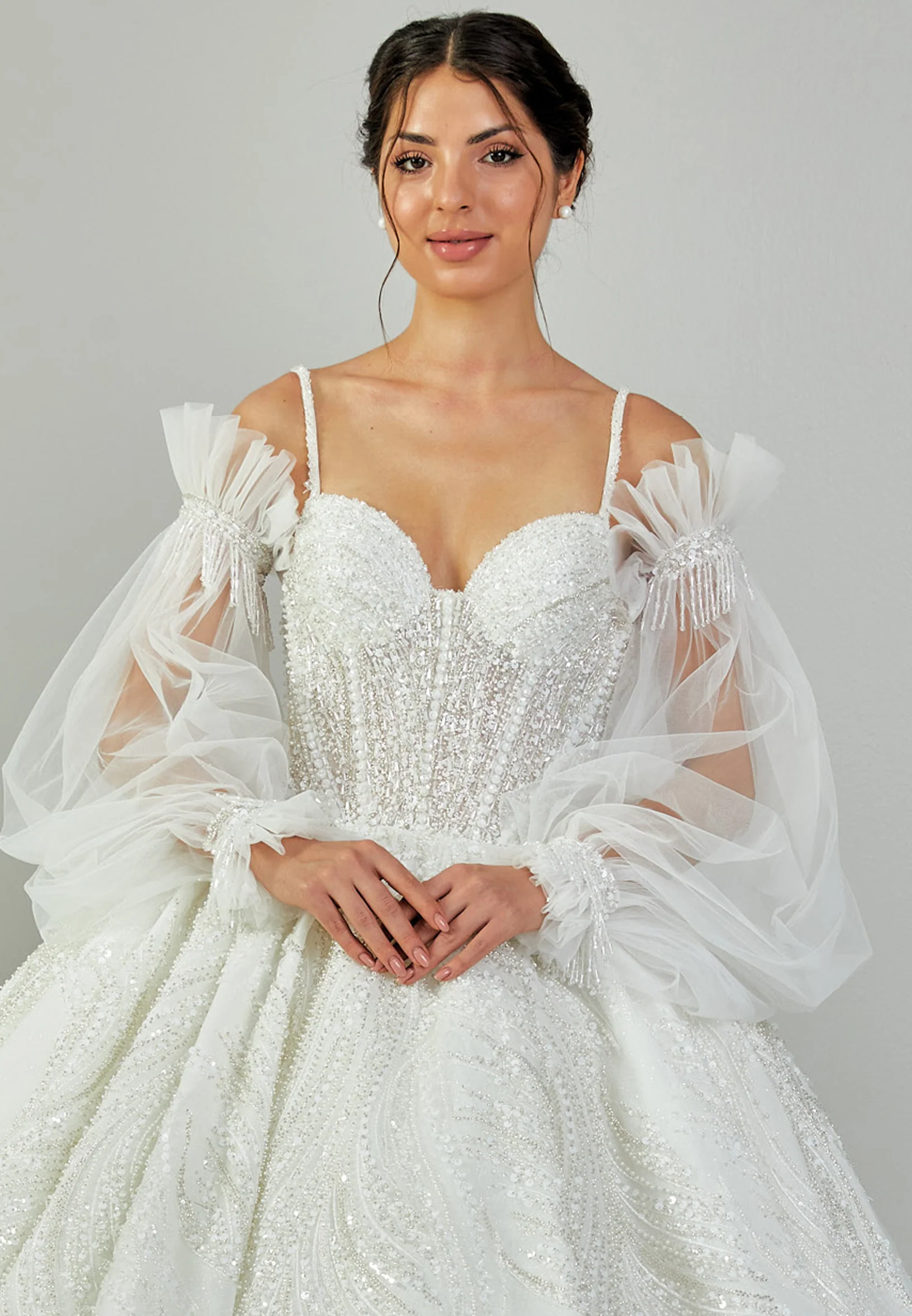 Off Shoulder Maxi Tulle Regular Wedding Dress abb24045 - Image 7
