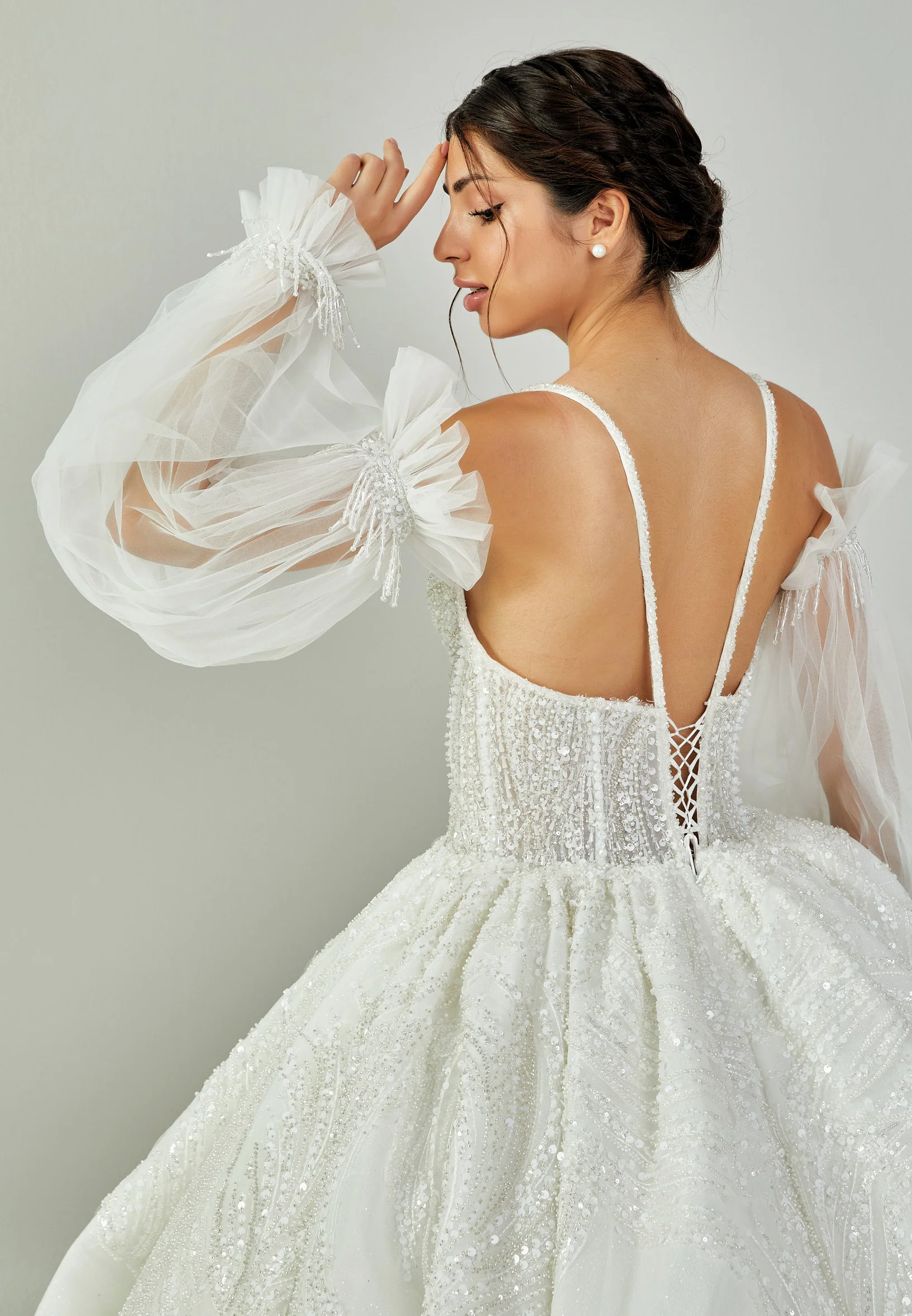 Off Shoulder Maxi Tulle Regular Wedding Dress abb24045 - Image 8