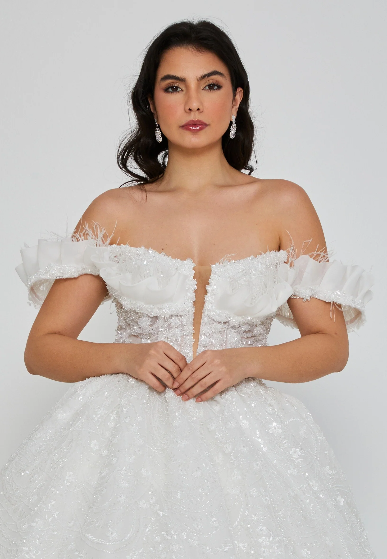 Off Shoulder Maxi Tulle Regular Wedding Dress abb24057 - Image 7