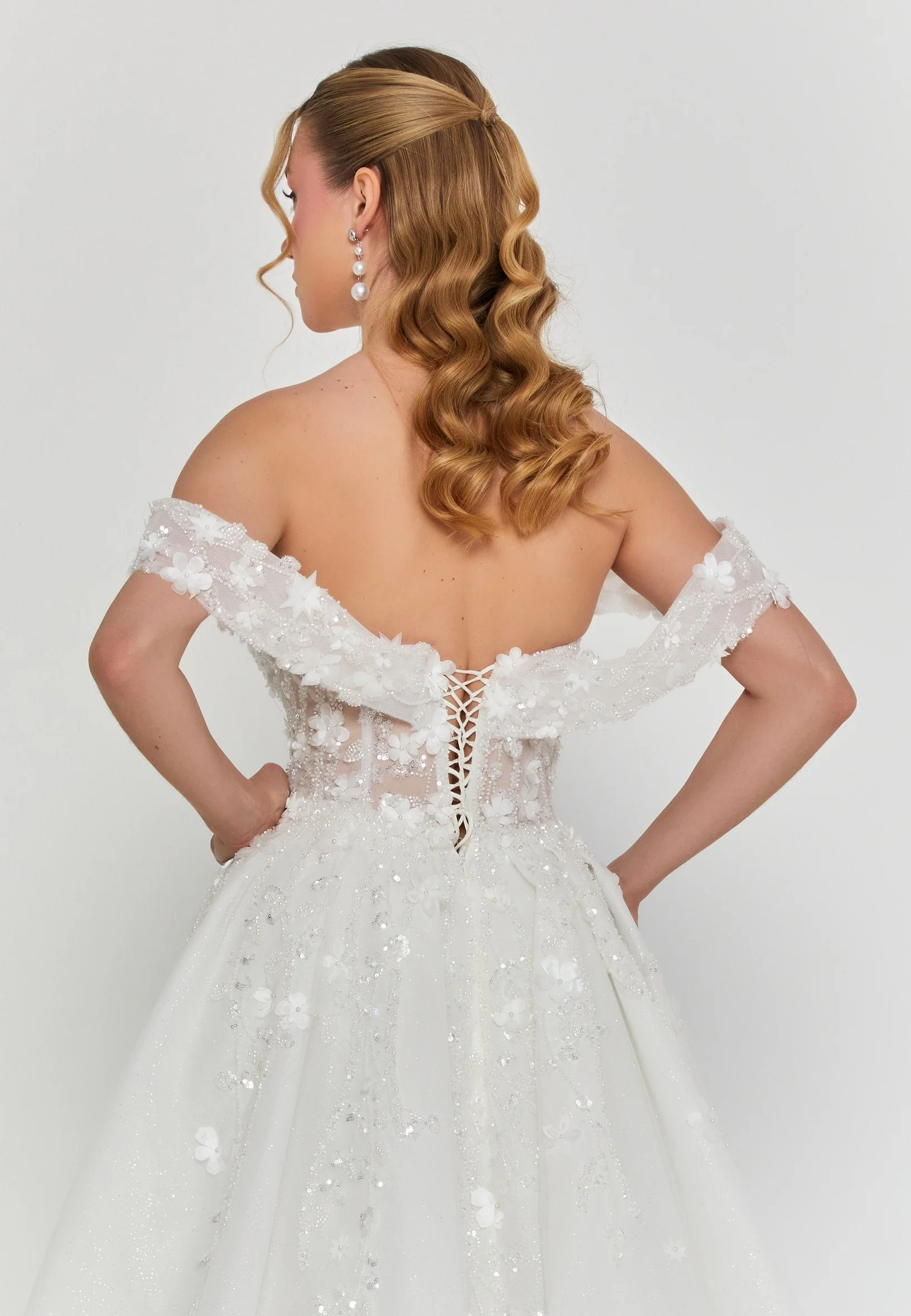 Off Shoulder Maxi Tulle Regular Wedding Dress abb25005 - Image 3