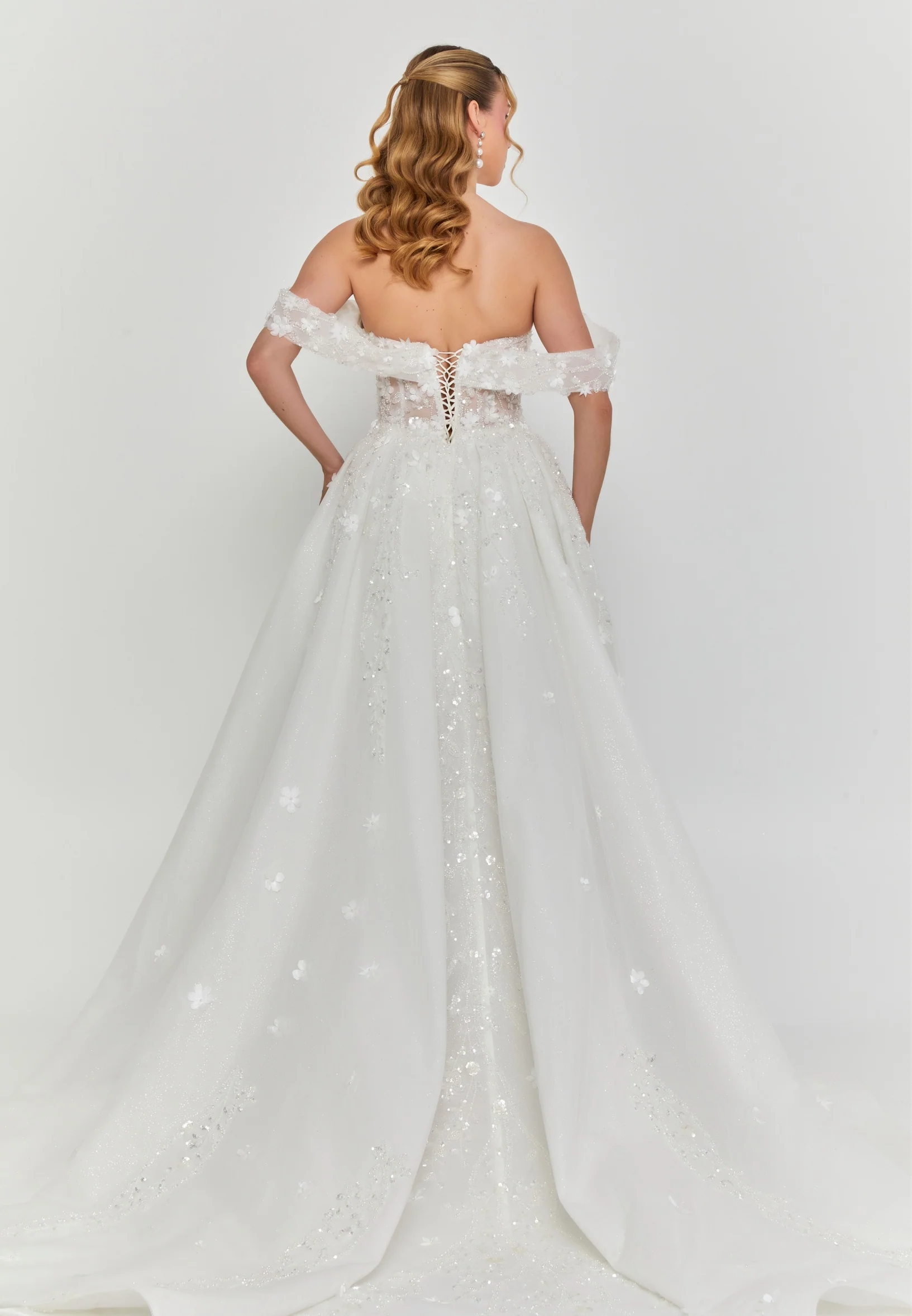 Off Shoulder Maxi Tulle Regular Wedding Dress abb25005 - Image 4