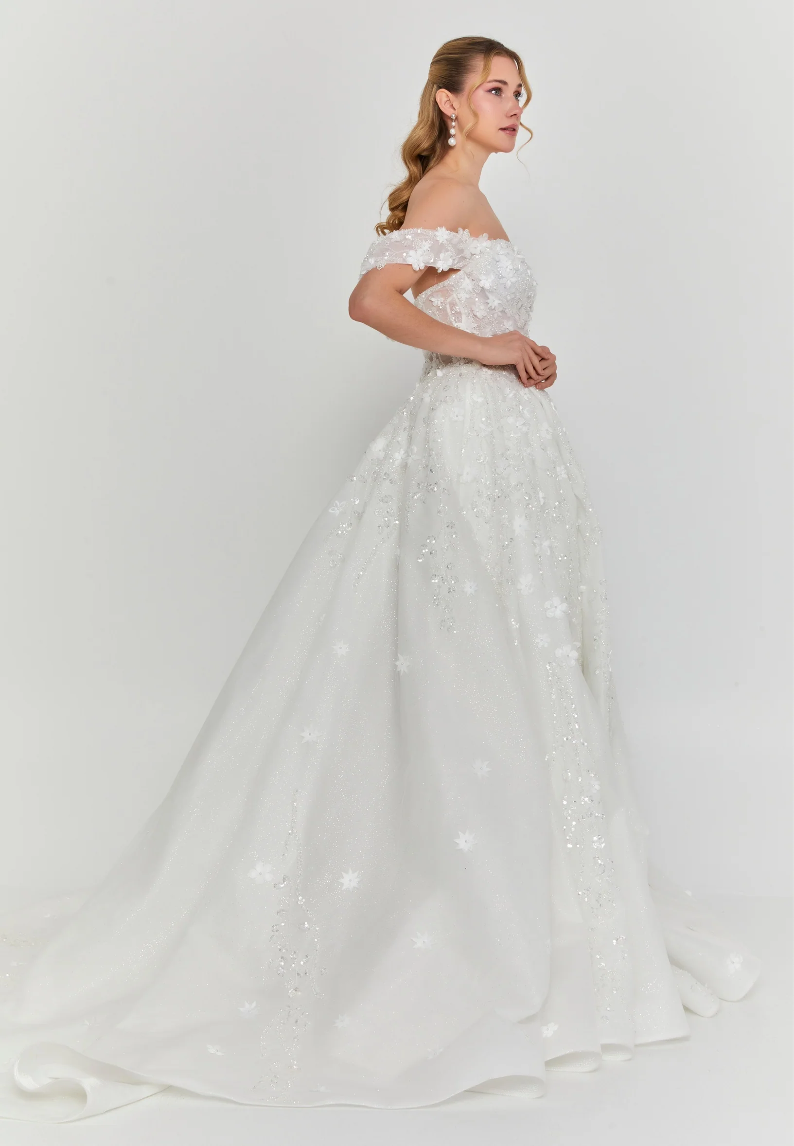 Off Shoulder Maxi Tulle Regular Wedding Dress abb25005 - Image 5