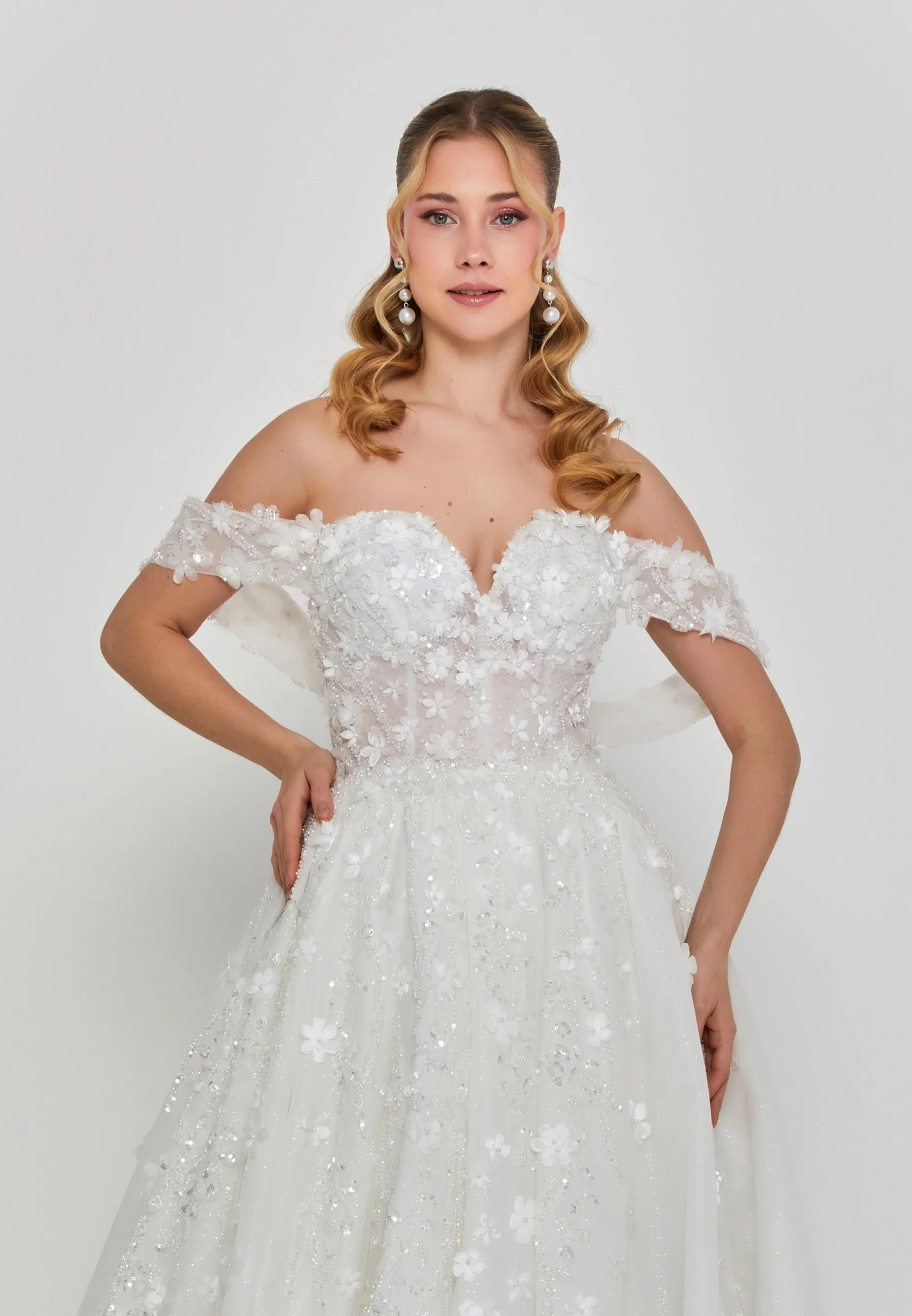 Off Shoulder Maxi Tulle Regular Wedding Dress abb25005 - Image 6