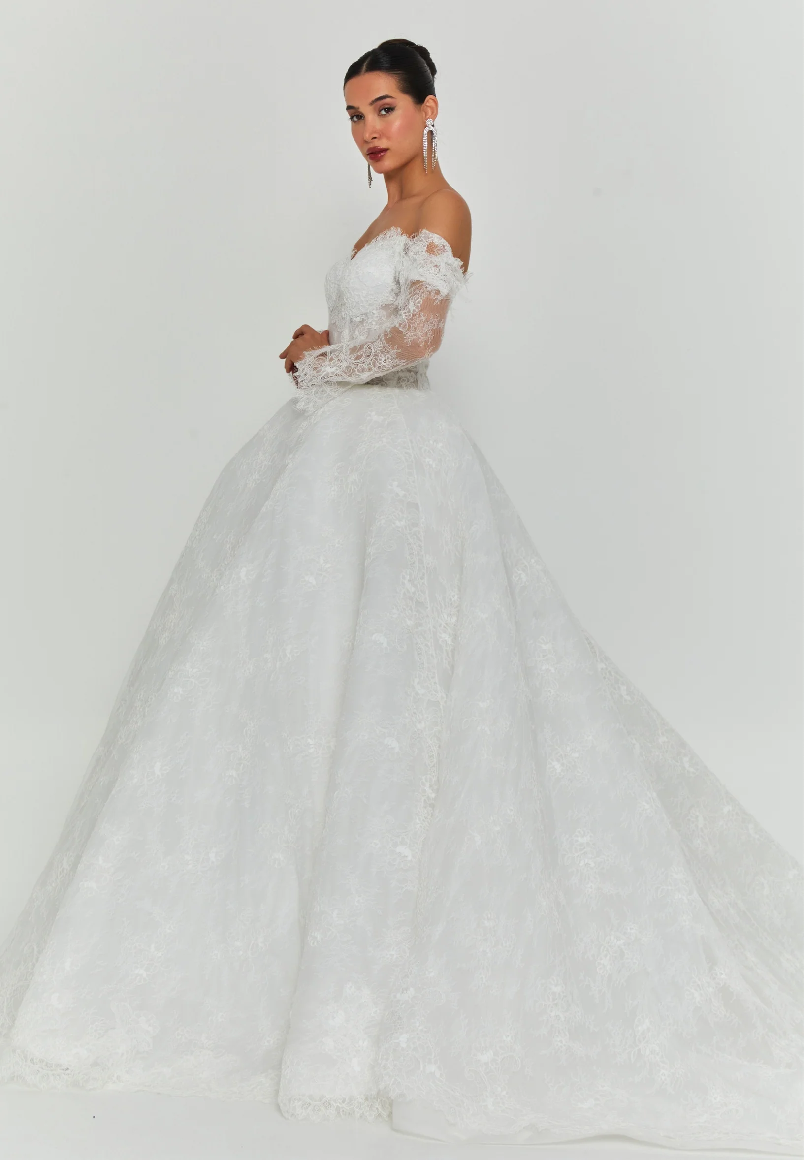 Off Shoulder Maxi Tulle Regular Wedding Dress abb25031 - Image 5