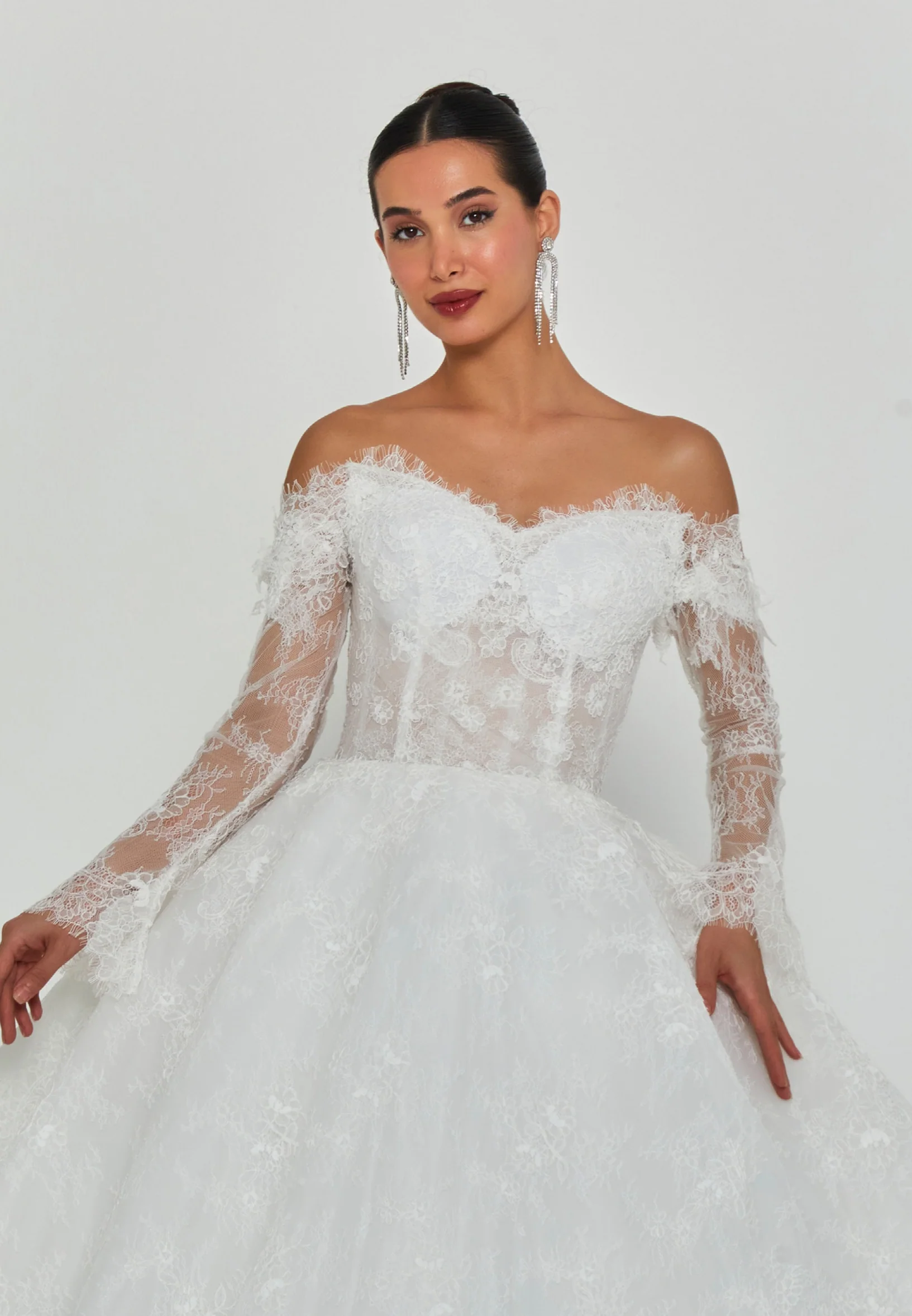 Off Shoulder Maxi Tulle Regular Wedding Dress abb25031 - Image 6