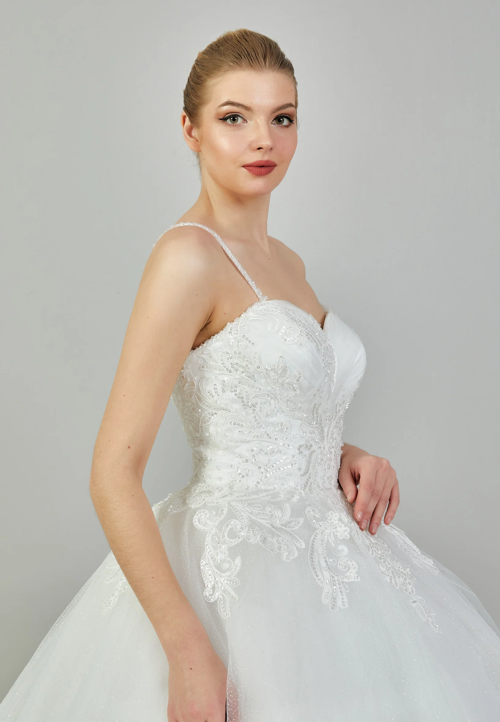 Off Shoulder Maxi Tulle Regular Wedding Dress blv3500014 - Image 2