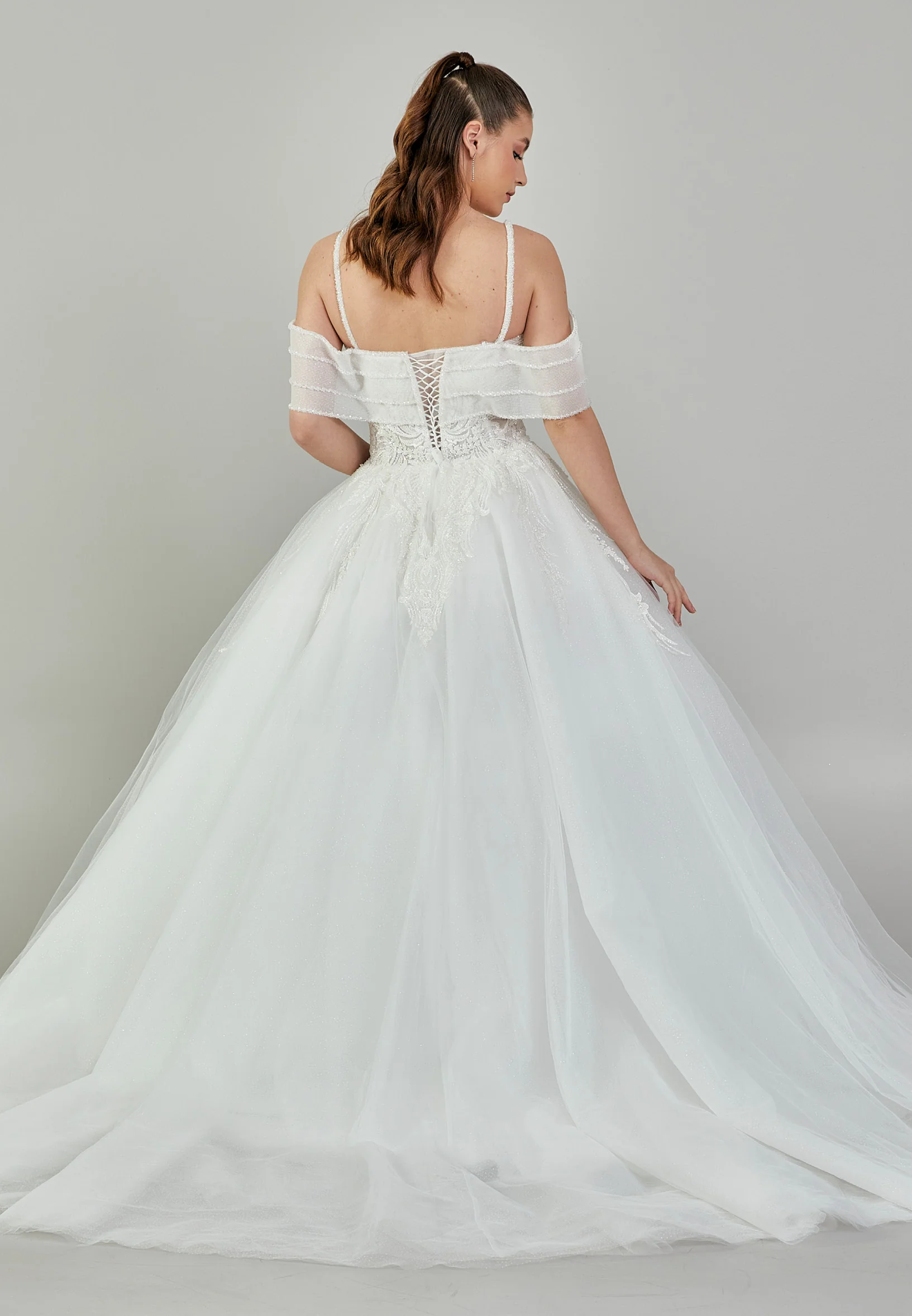 Off Shoulder Maxi Tulle Regular Wedding Dress blv350006 - Image 5