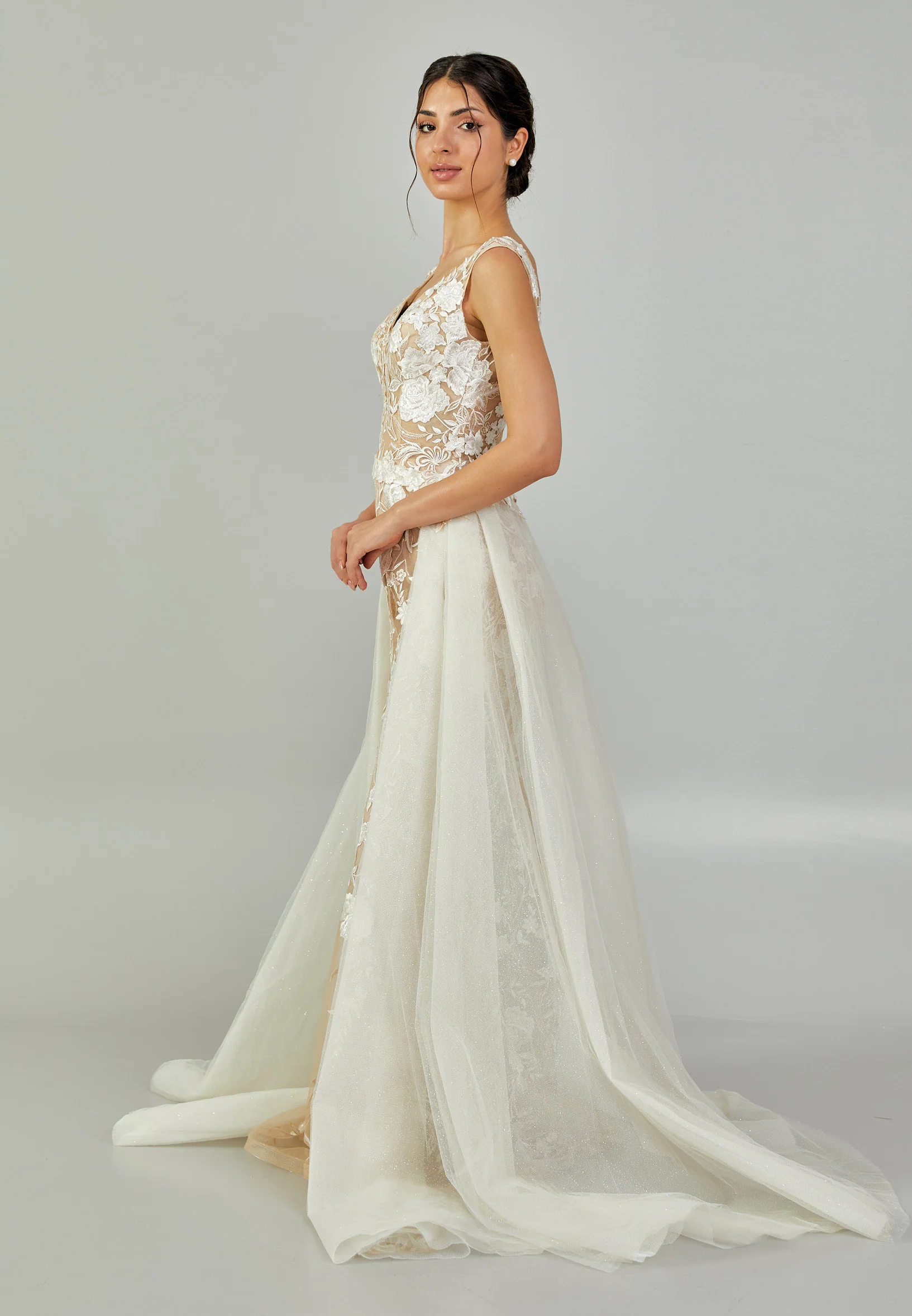 Off Shoulder Maxi Tulle Regular Wedding Dress blv350191 - Image 6