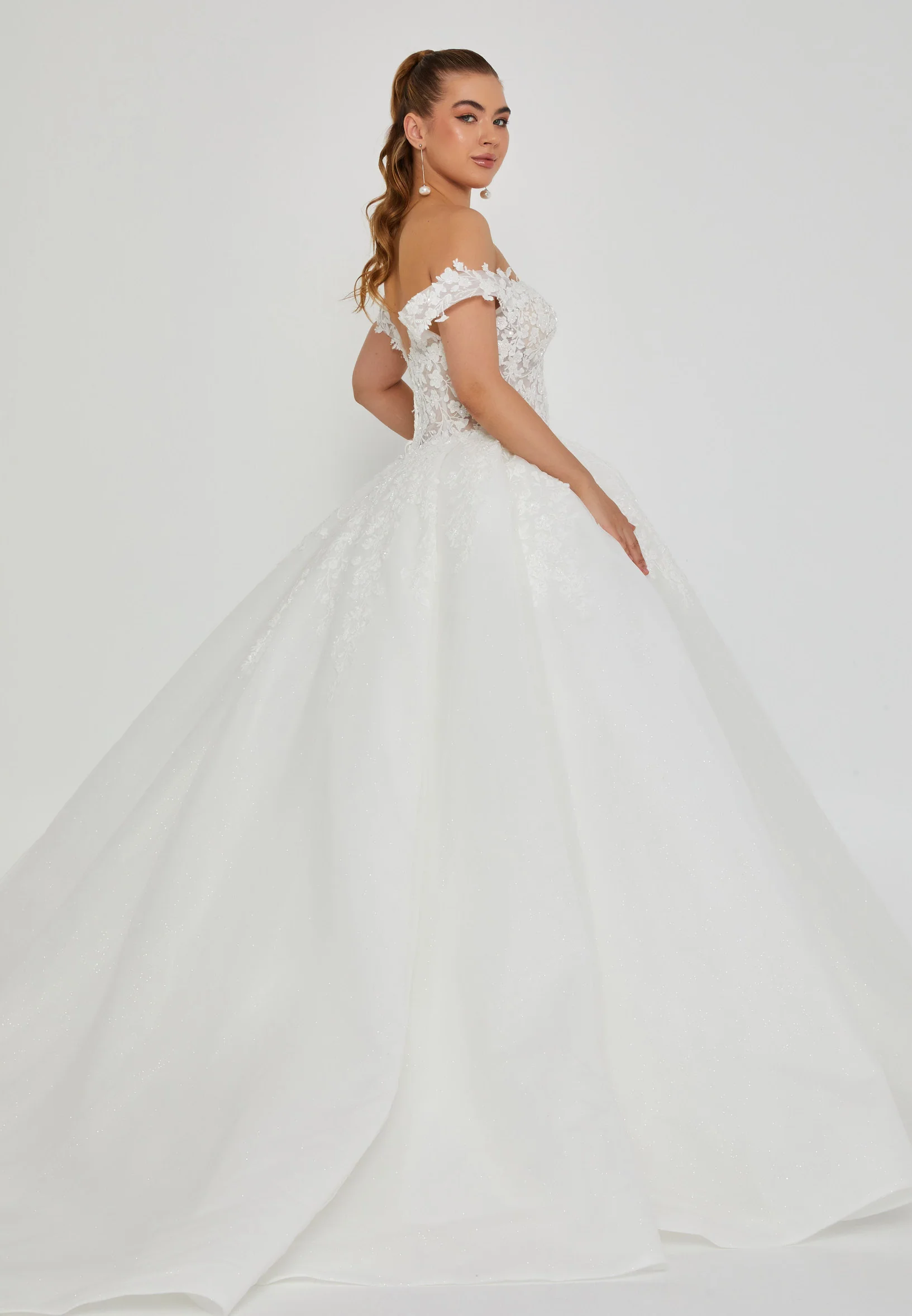 Off Shoulder Maxi Tulle Regular Wedding Dress blv360016 - Image 5