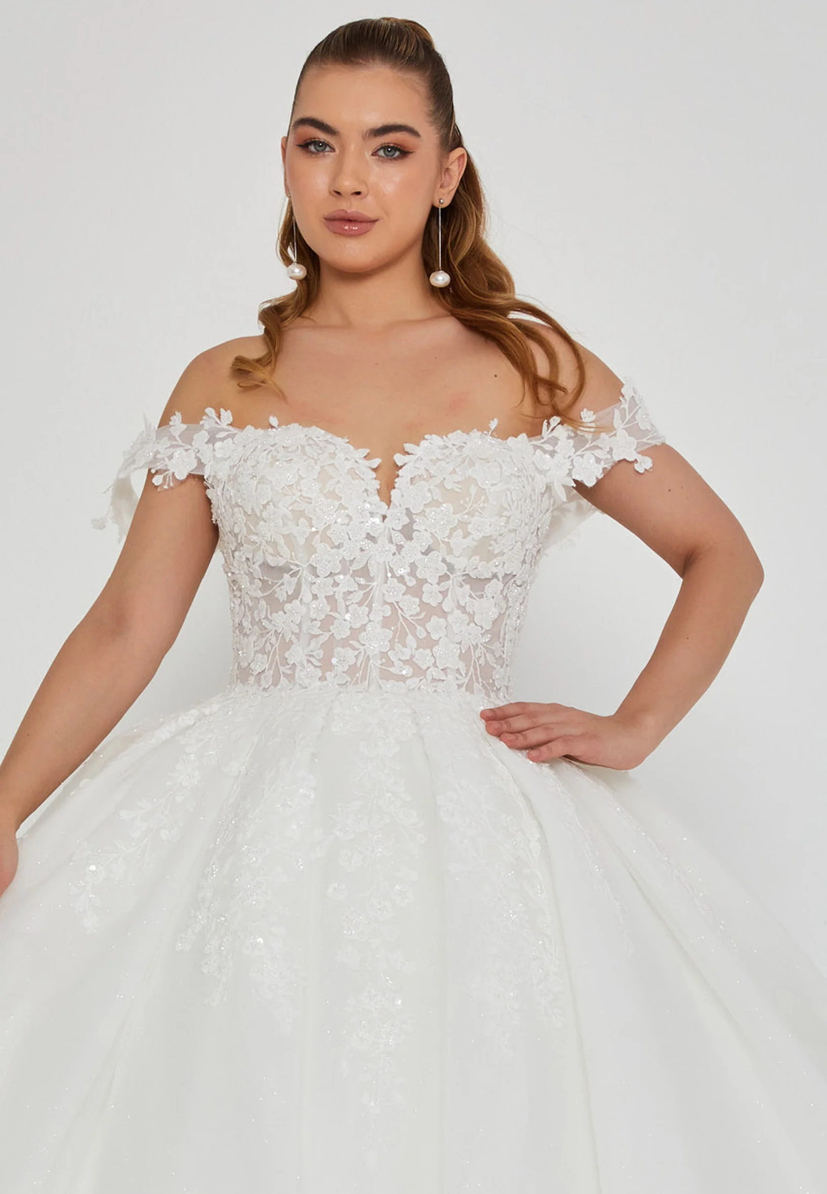 Off Shoulder Maxi Tulle Regular Wedding Dress blv360016 - Image 6