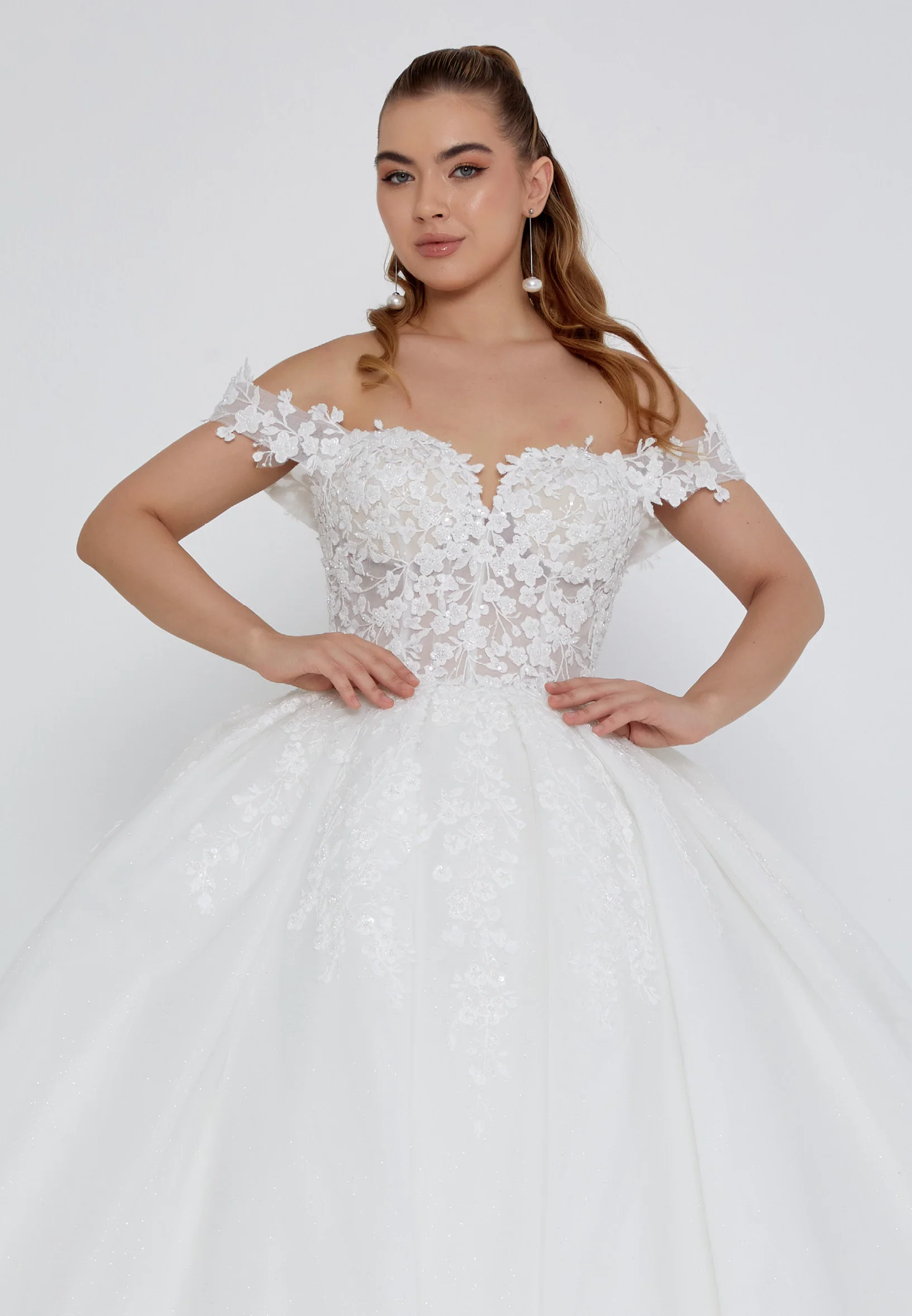 Off Shoulder Maxi Tulle Regular Wedding Dress blv360016 - Image 7