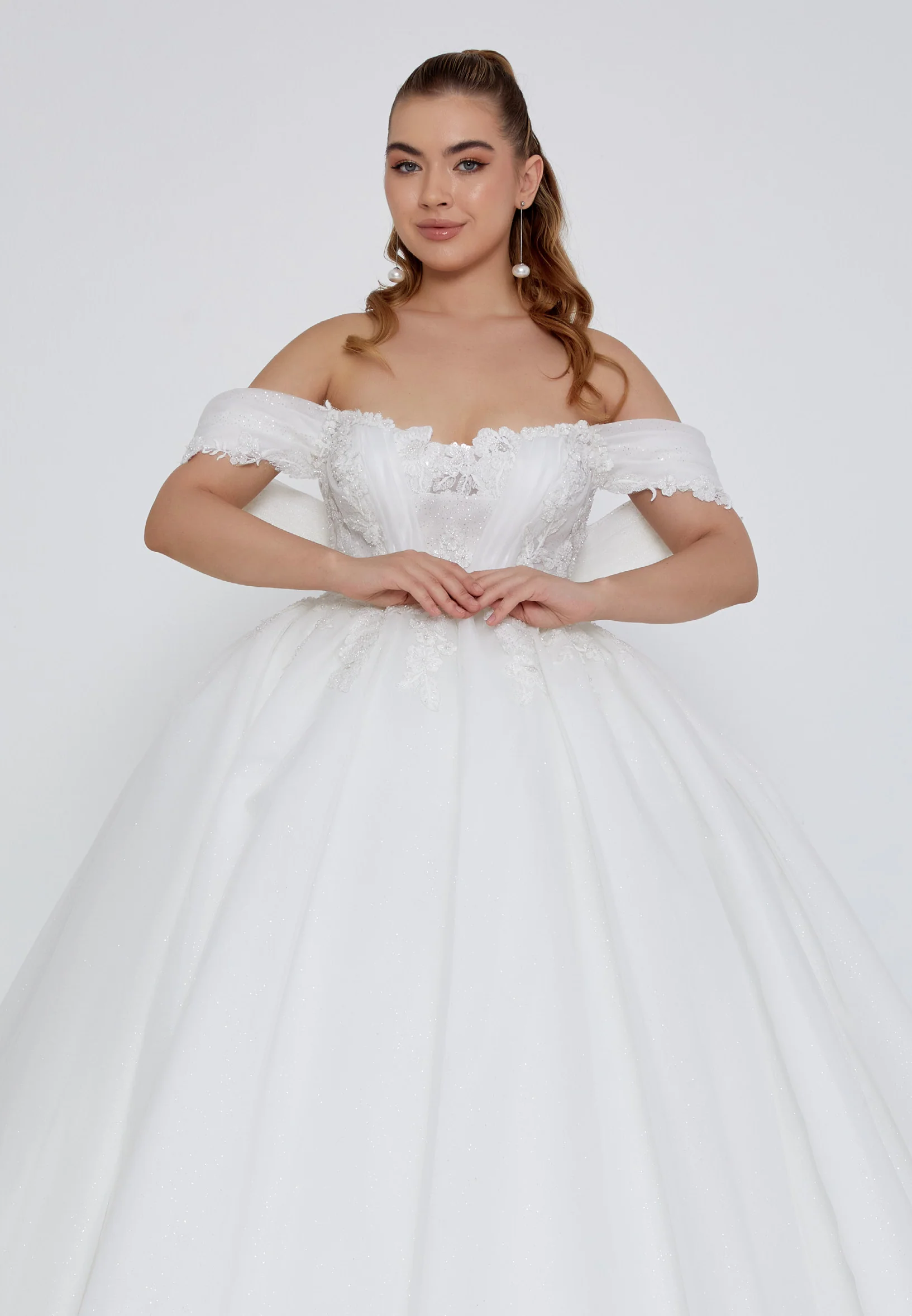 Off Shoulder Maxi Tulle Regular Wedding Dress blv360021 - Image 7