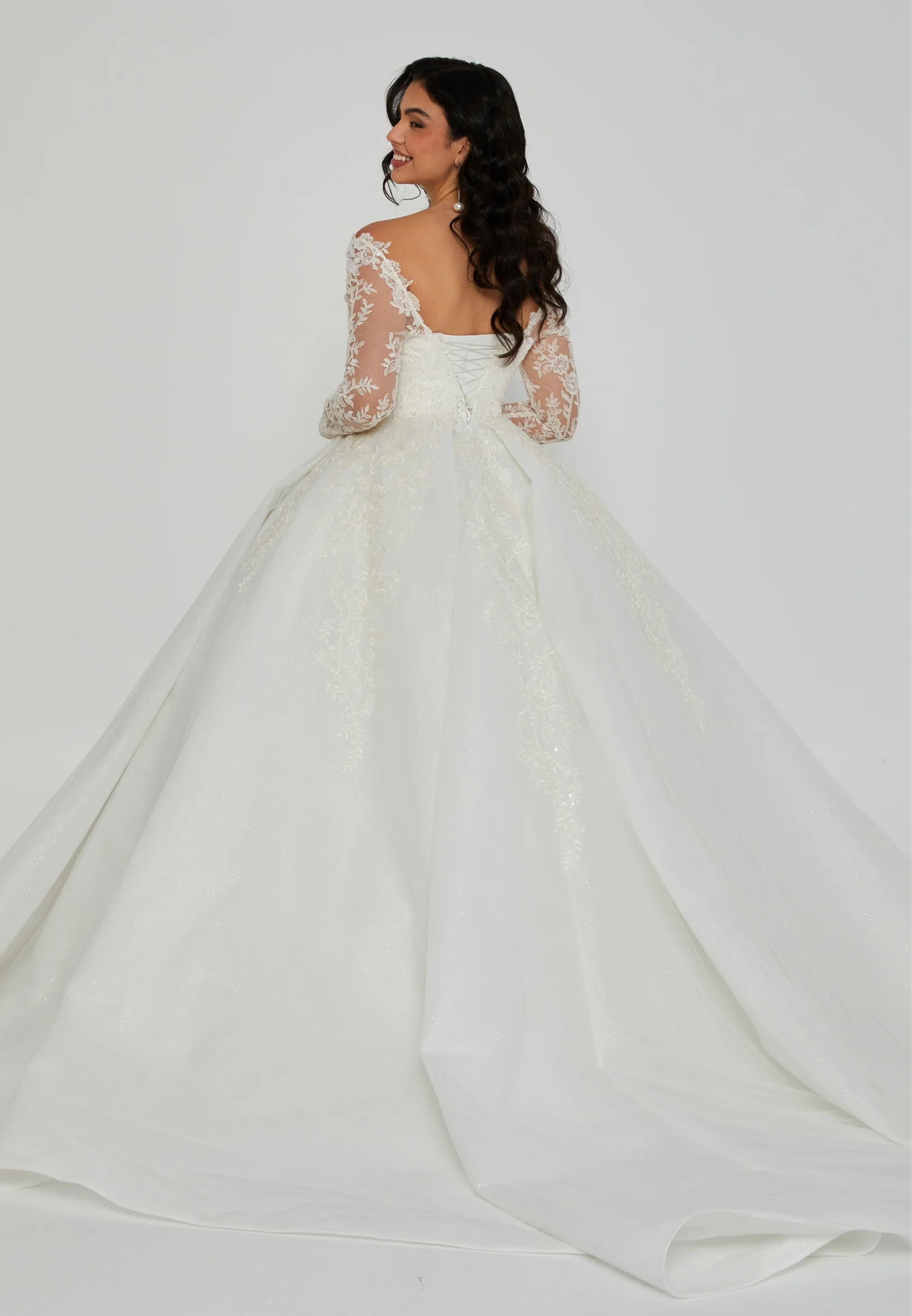 Off Shoulder Maxi Tulle Regular Wedding Dress blv360064 - Image 4