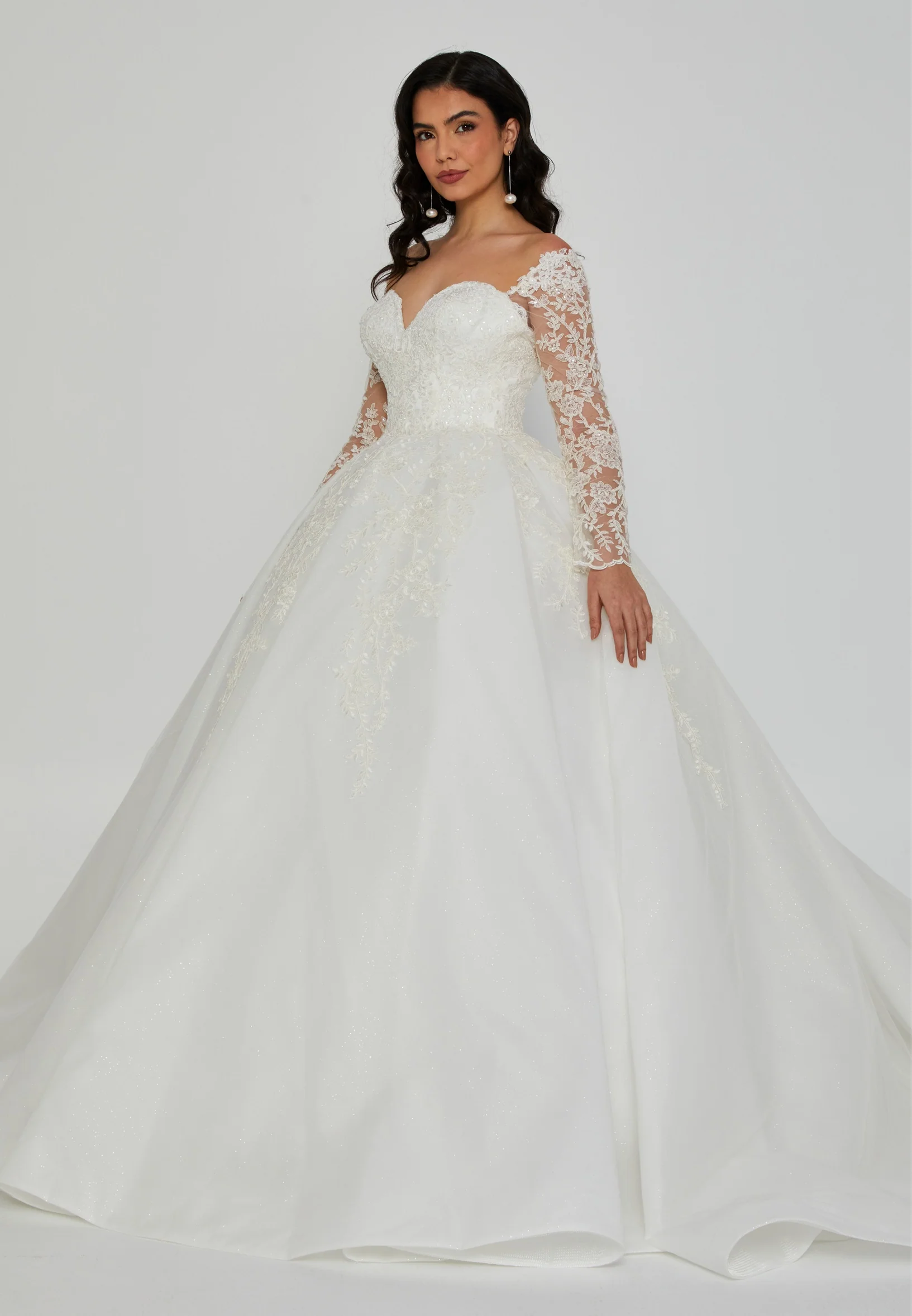 Off Shoulder Maxi Tulle Regular Wedding Dress blv360064 - Image 5