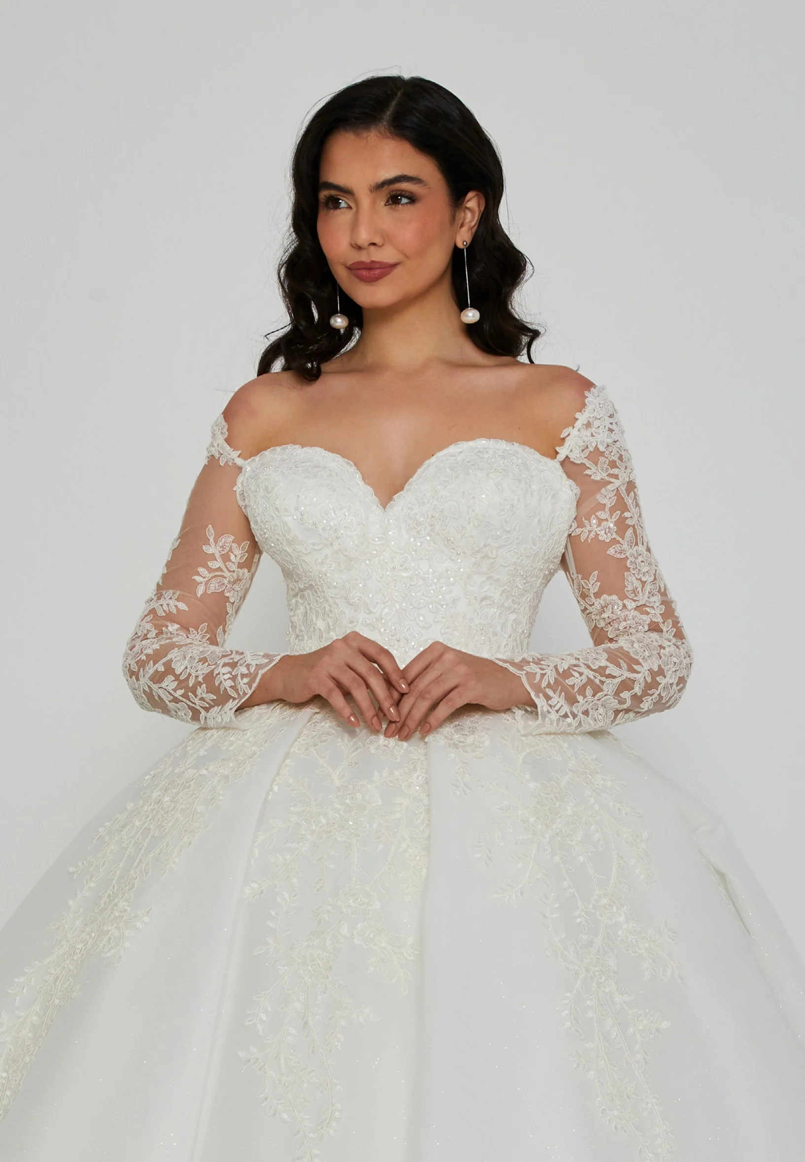 Off Shoulder Maxi Tulle Regular Wedding Dress blv360064 - Image 6