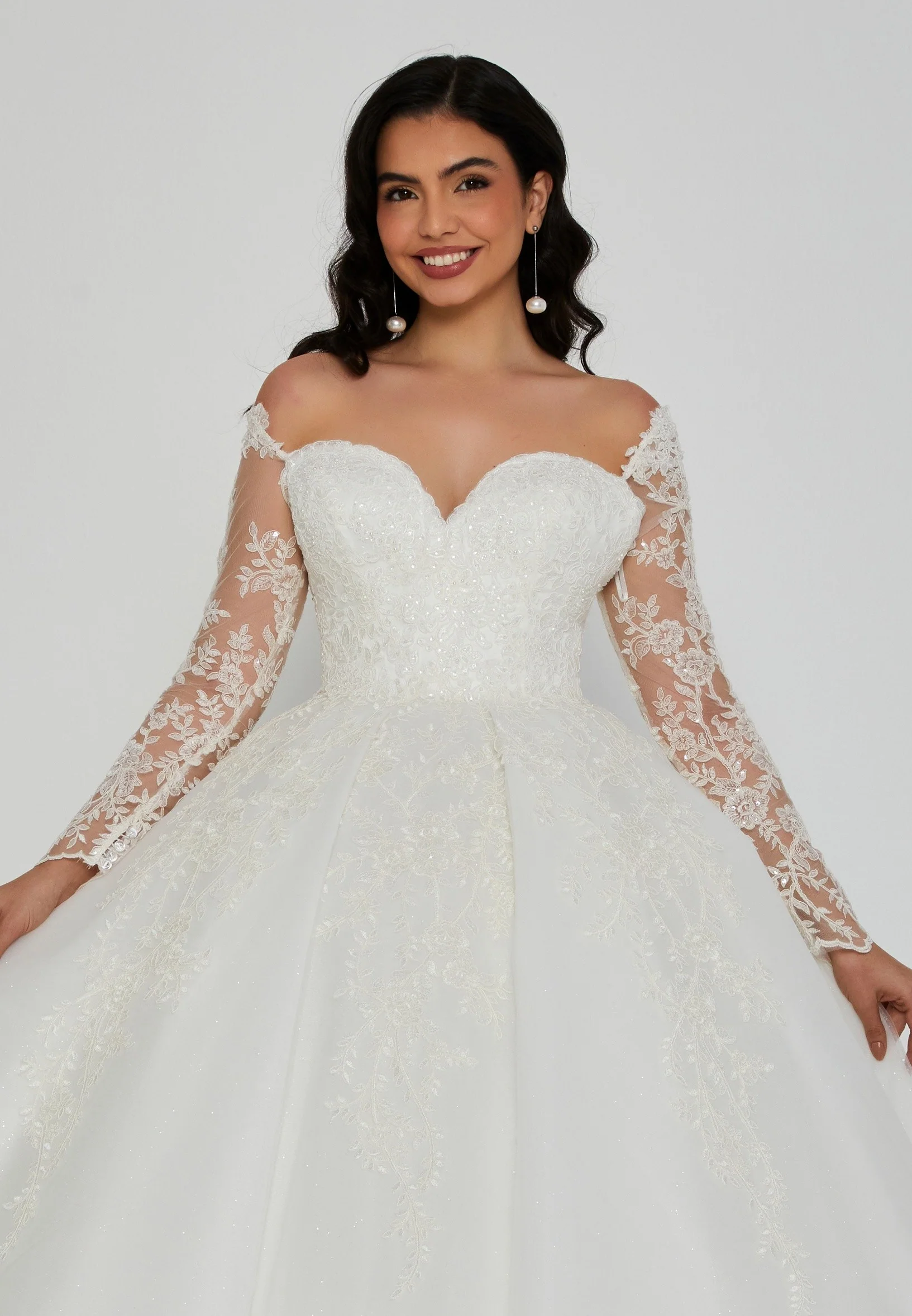 Off Shoulder Maxi Tulle Regular Wedding Dress blv360064 - Image 7