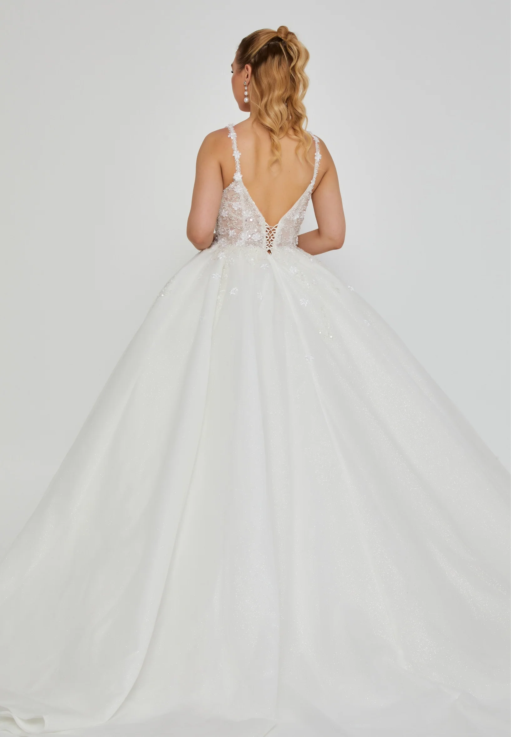 Off Shoulder Maxi Tulle Regular Wedding Dress blv360084 - Image 3