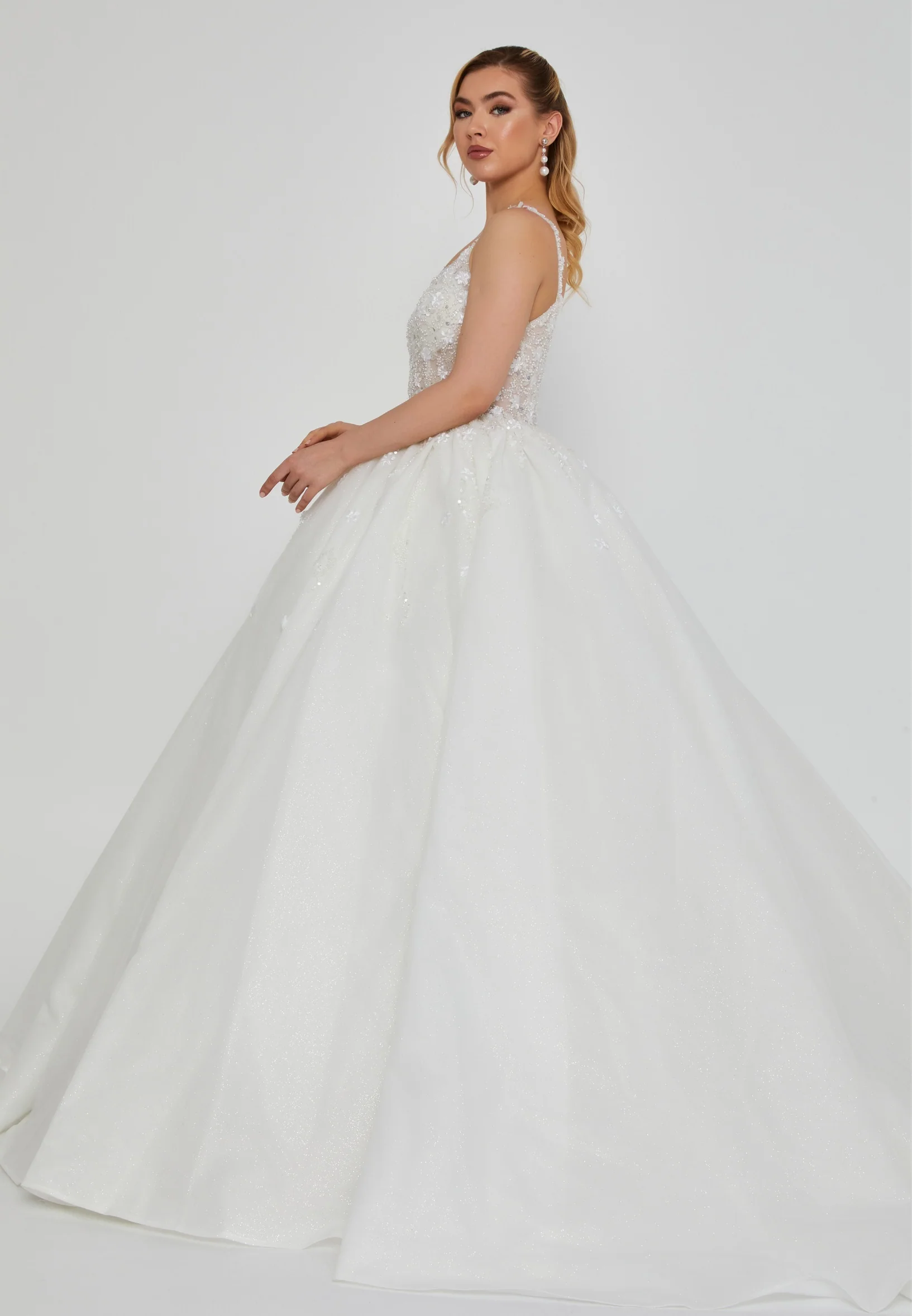 Off Shoulder Maxi Tulle Regular Wedding Dress blv360084 - Image 4