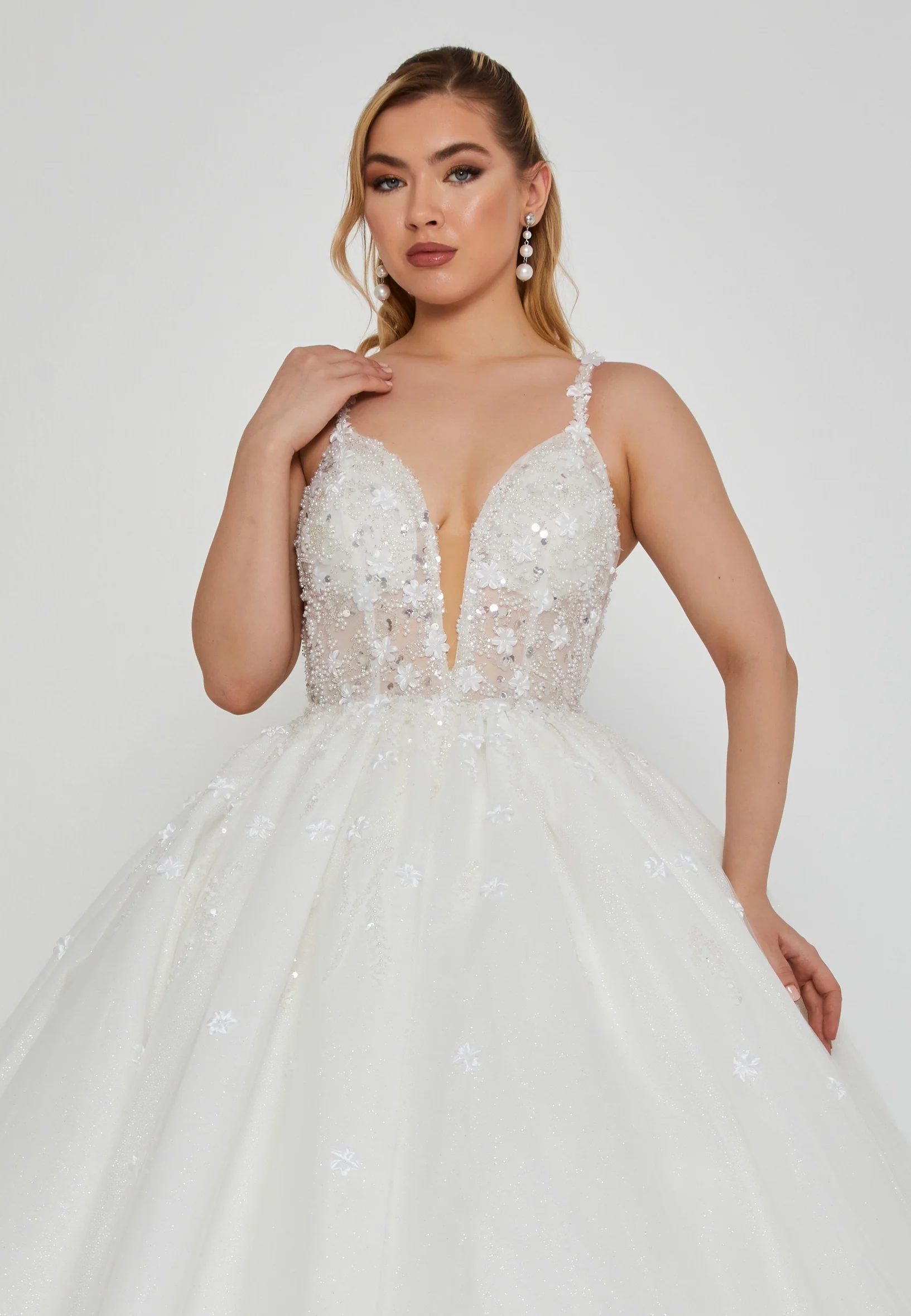 Off Shoulder Maxi Tulle Regular Wedding Dress blv360084 - Image 5