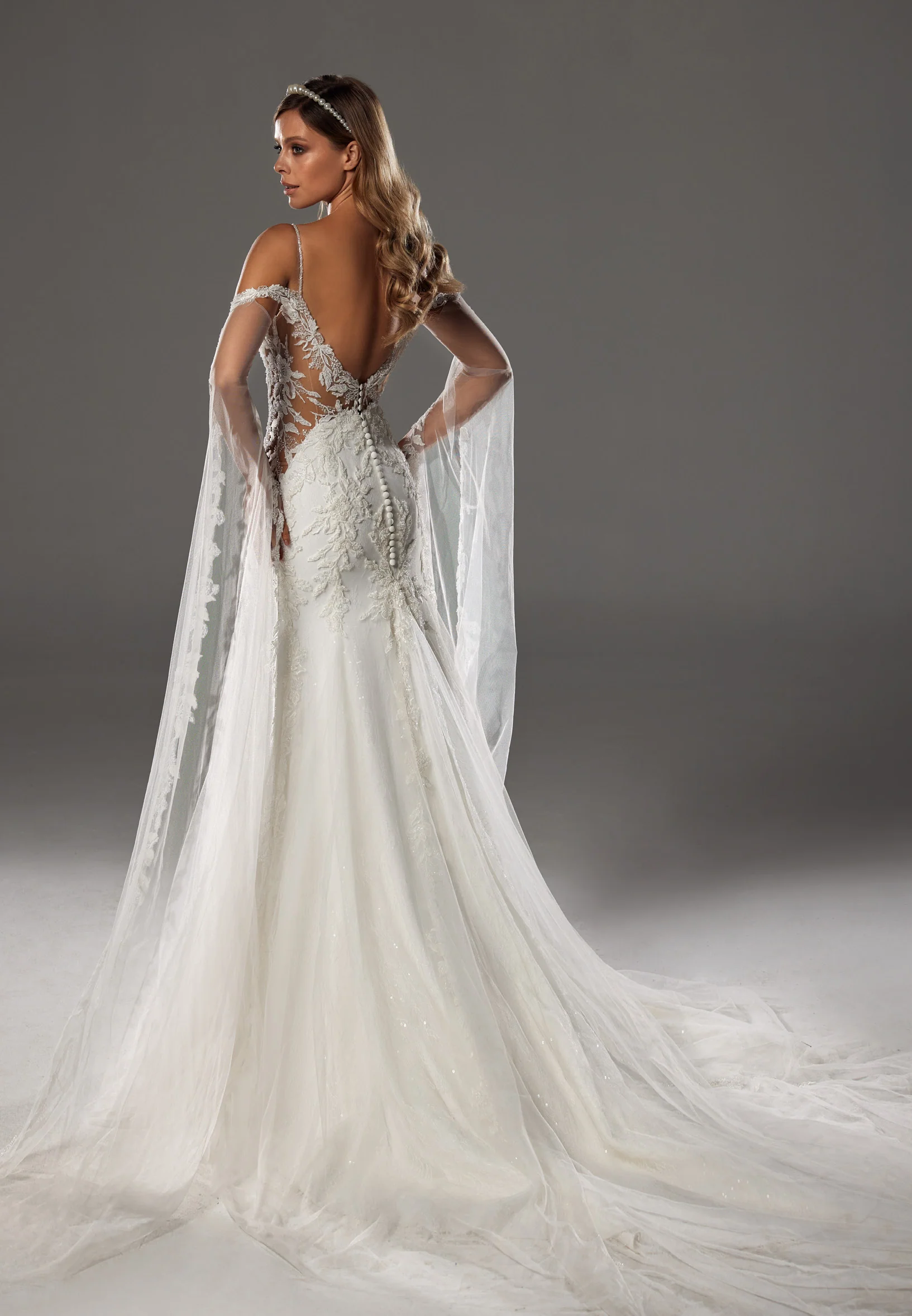 Off Shoulder Maxi Tulle Regular Wedding Dress bnc8002 - Image 9