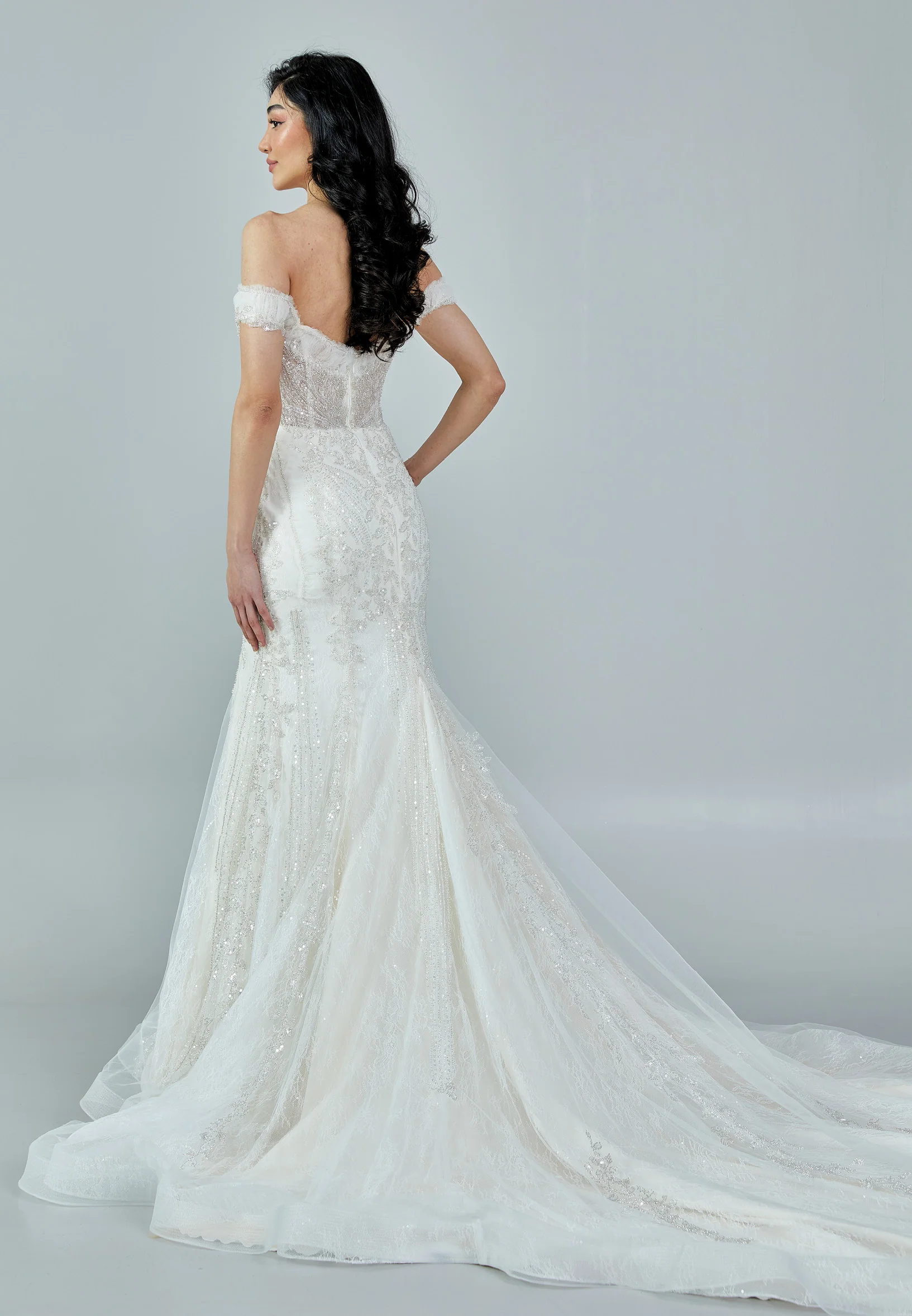 Off Shoulder Maxi Tulle Regular Wedding Dress bnc8012 - Image 5