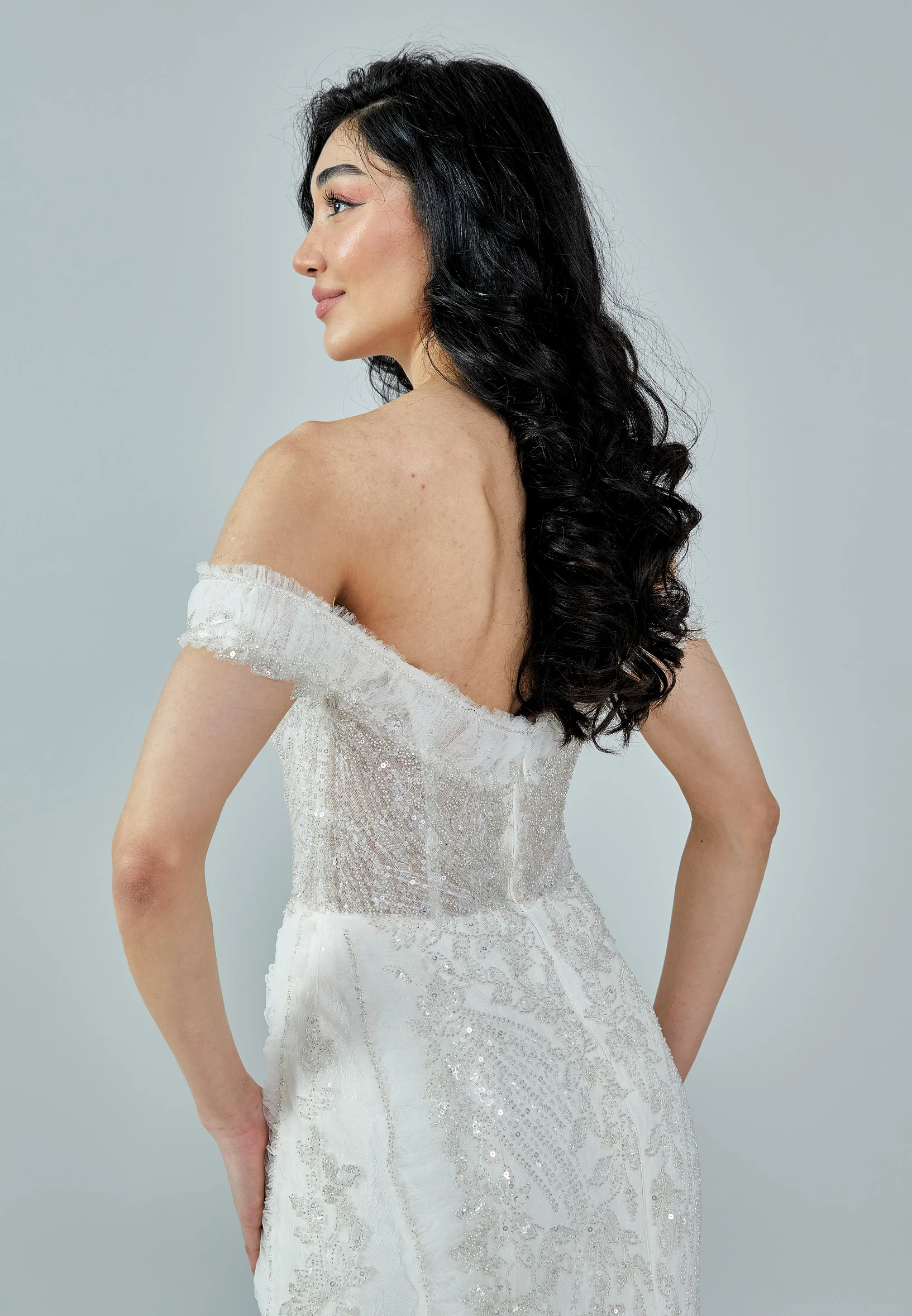 Off Shoulder Maxi Tulle Regular Wedding Dress bnc8012 - Image 8
