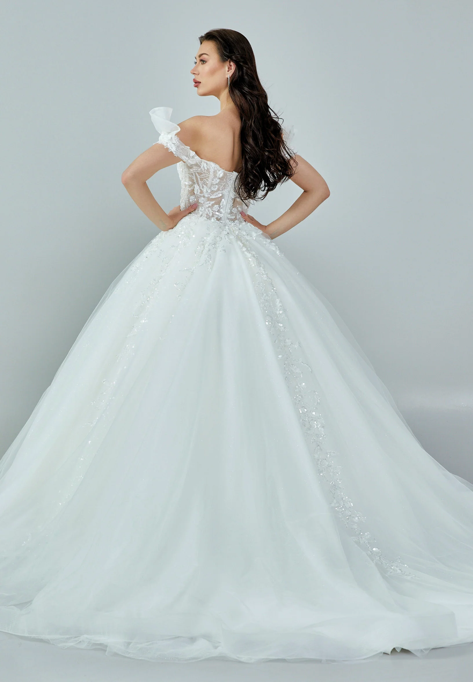 Off Shoulder Maxi Tulle Regular Wedding Dress bnc8046 - Image 5