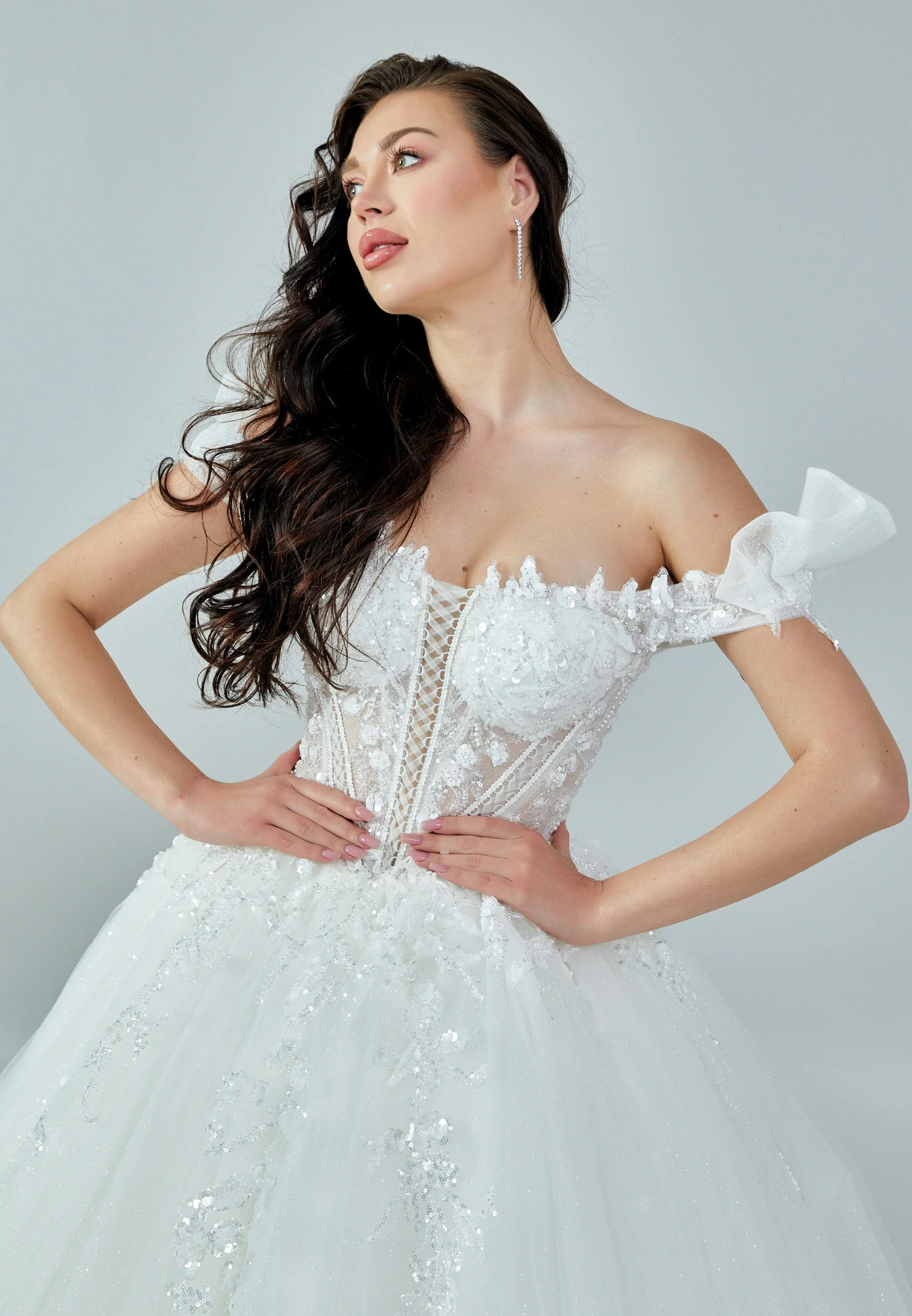 Off Shoulder Maxi Tulle Regular Wedding Dress bnc8046 - Image 8