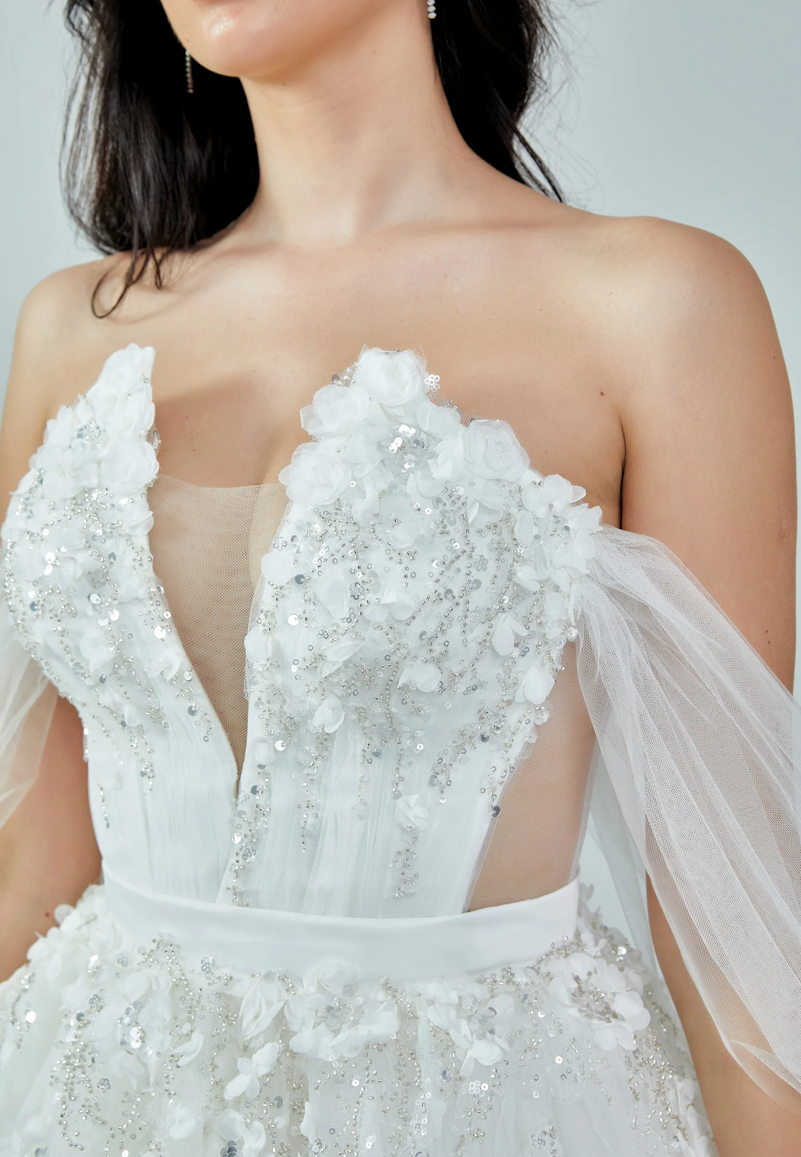 Off Shoulder Maxi Tulle Regular Wedding Dress bnc8061 - Image 4