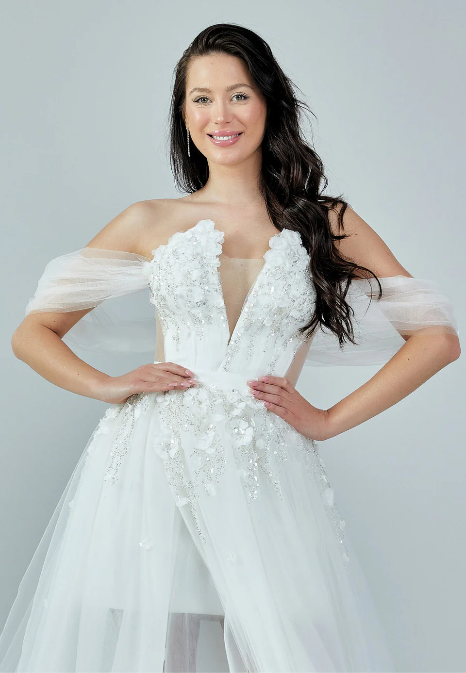 Off Shoulder Maxi Tulle Regular Wedding Dress bnc8061 - Image 7
