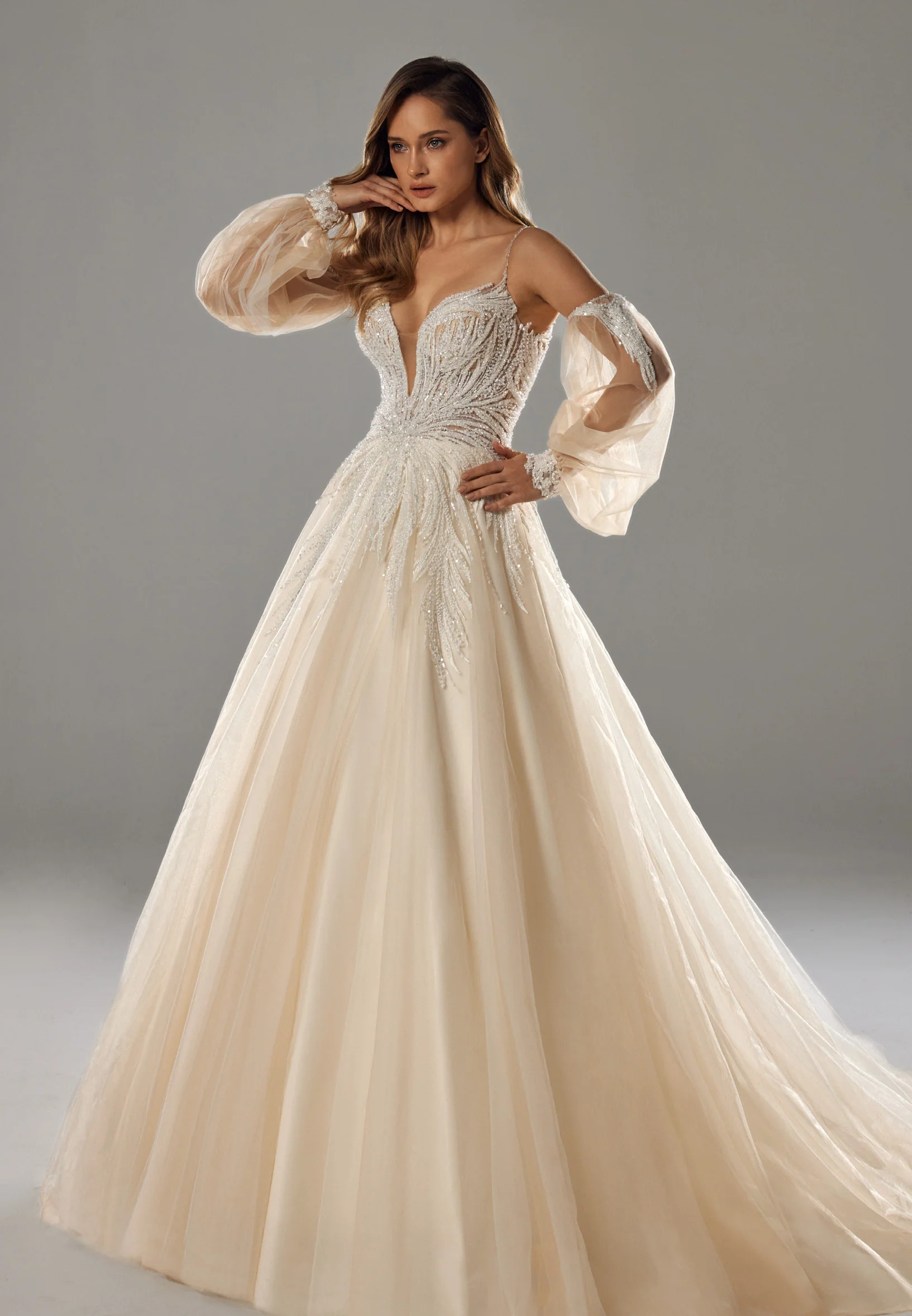 Off Shoulder Maxi Tulle Regular Wedding Dress bnc8072 - Image 11